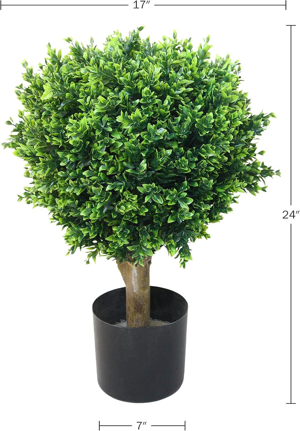 Hedyotis Topiary Artificial Trees - Set of Two 24-Inch-Tall UV-Resistant Shrubs - Indoor/Outdoor Fake Plants for Front Porch Decor by Pure Garden