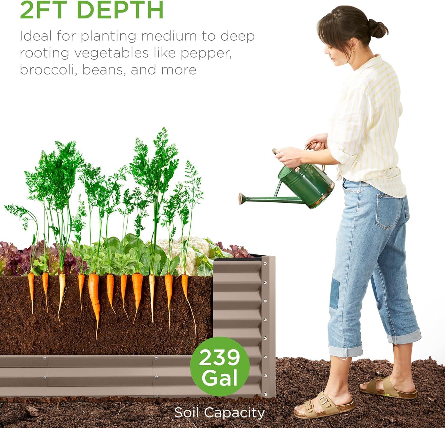 Best Choice Products 8x2x2ft Outdoor Metal Raised Garden Bed, Planter Box for Vegetables, Flowers, Herbs