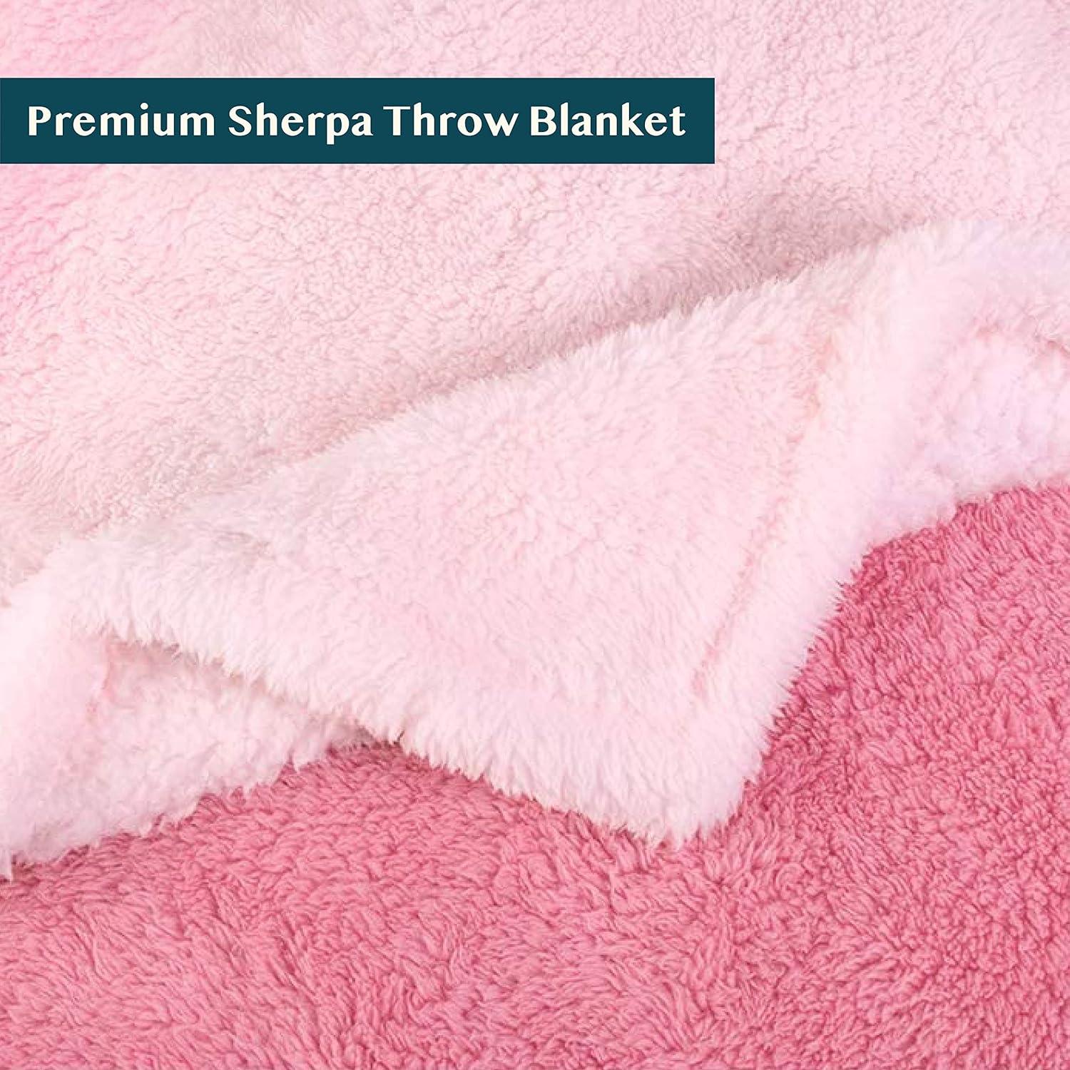 PAVILIA Plush Throw Blanket for Couch Bed, Faux Shearling Blanket and Throw for Sofa Home Decor, Gradient - Pink/Throw - 50x60