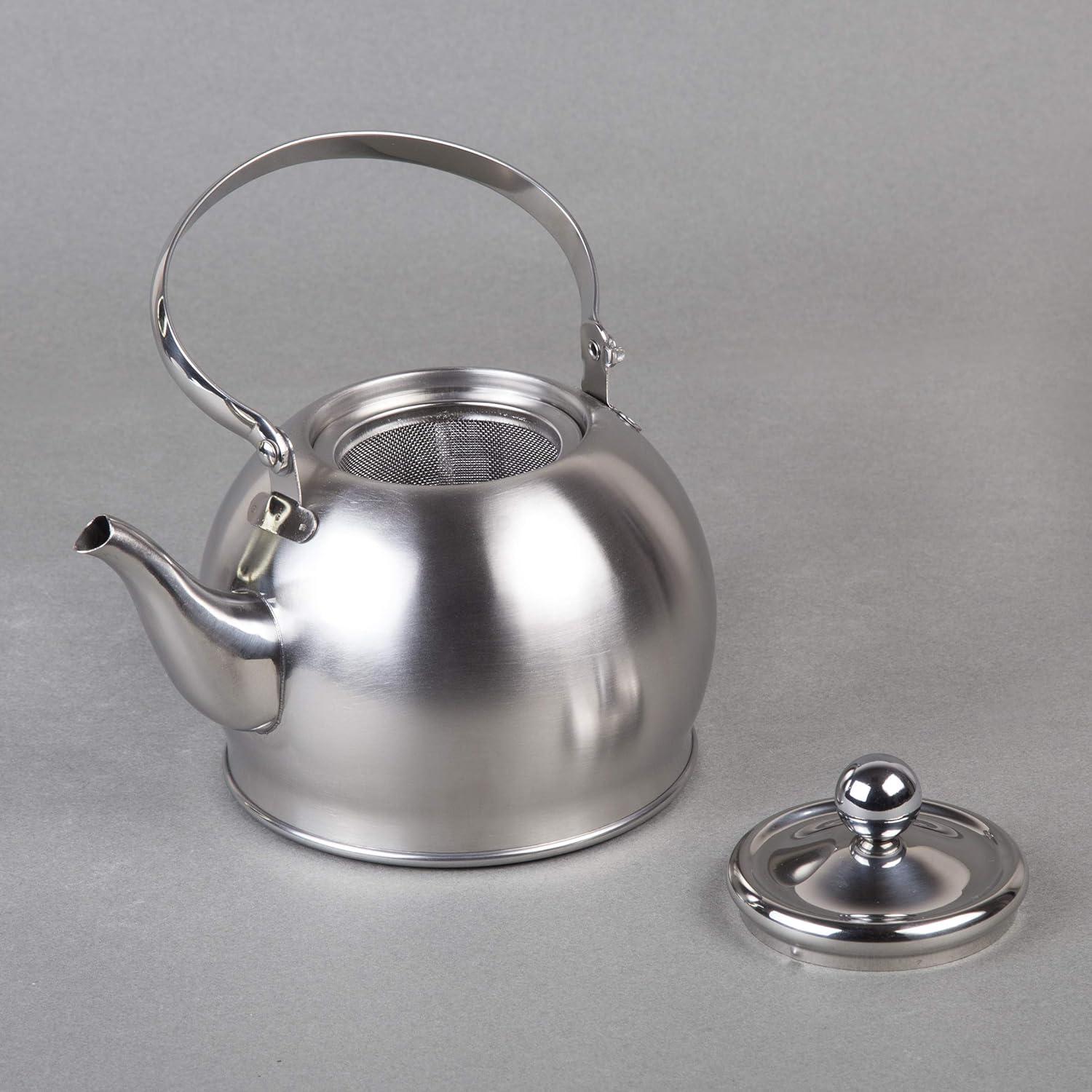 1 Quart Stainless Steel Tea Kettle with Infuser and Folding Handle