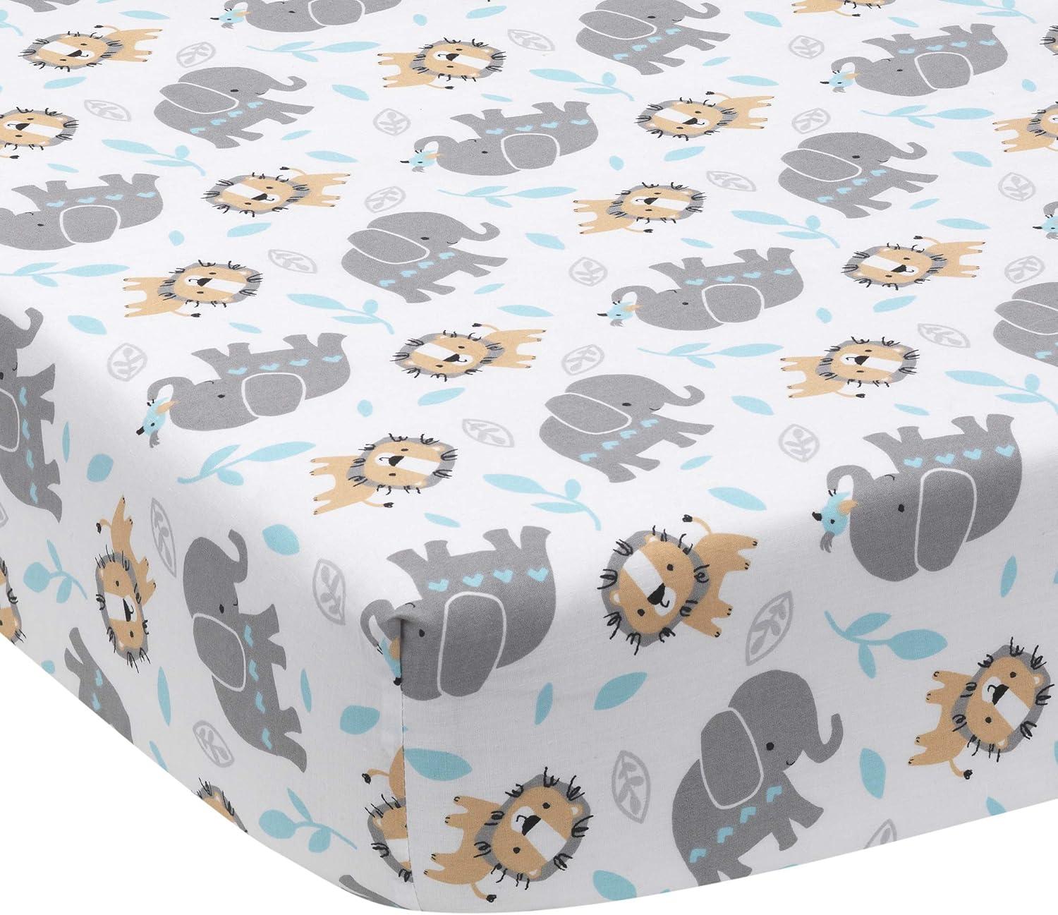 Bedtime Originals Jungle Fun Animals 100% Cotton - Piece Standard Crib Fitted Sheet