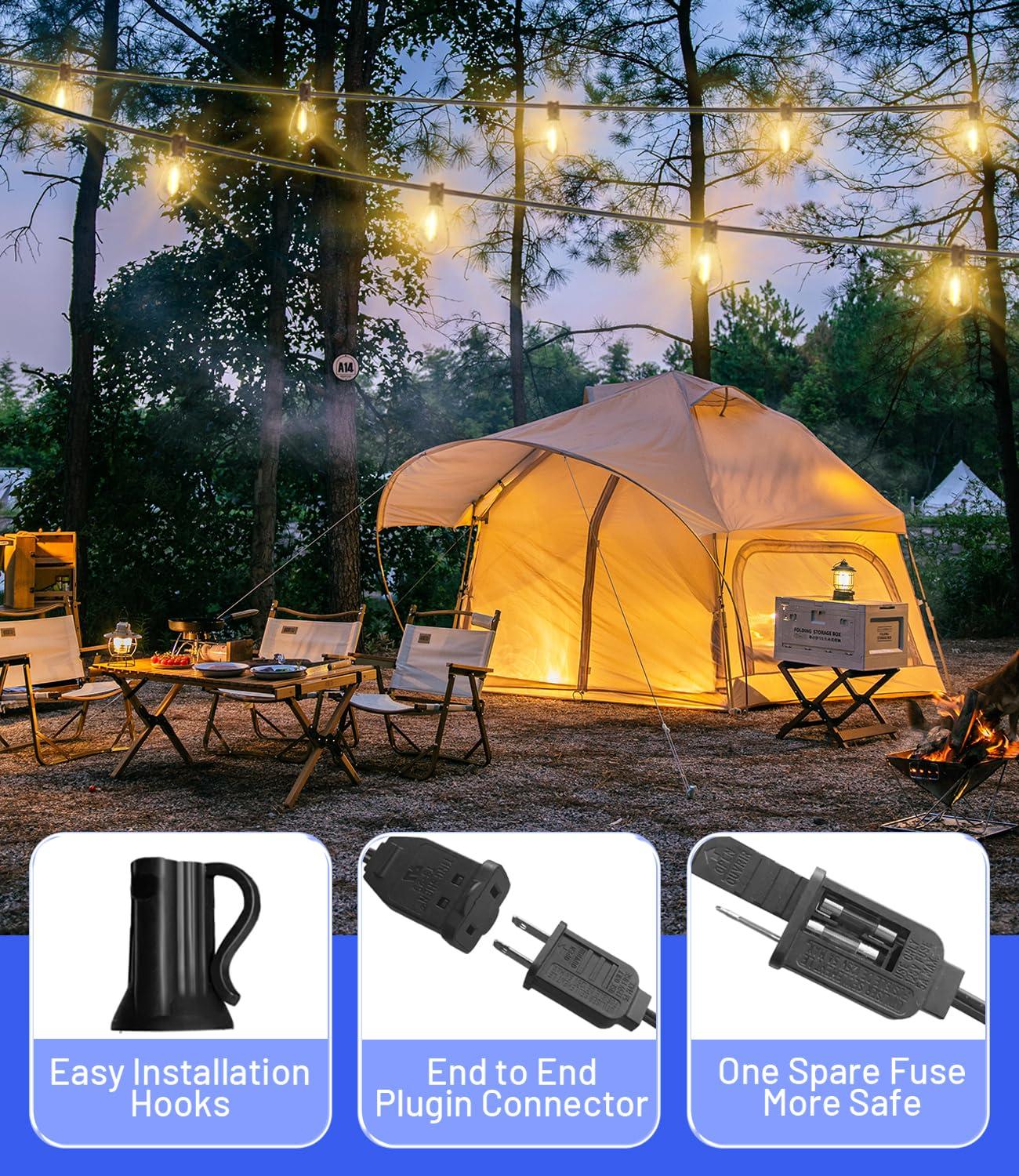 luckystyle 30FT LED Outdoor String Lights with 8+1 Edison Shatterproof Waterproof Bulbs, 2700K Commercial Grade Patio Lights, Heavy Duty Outside Hanging Outdoor Lights for Garden Porch Deck Decor