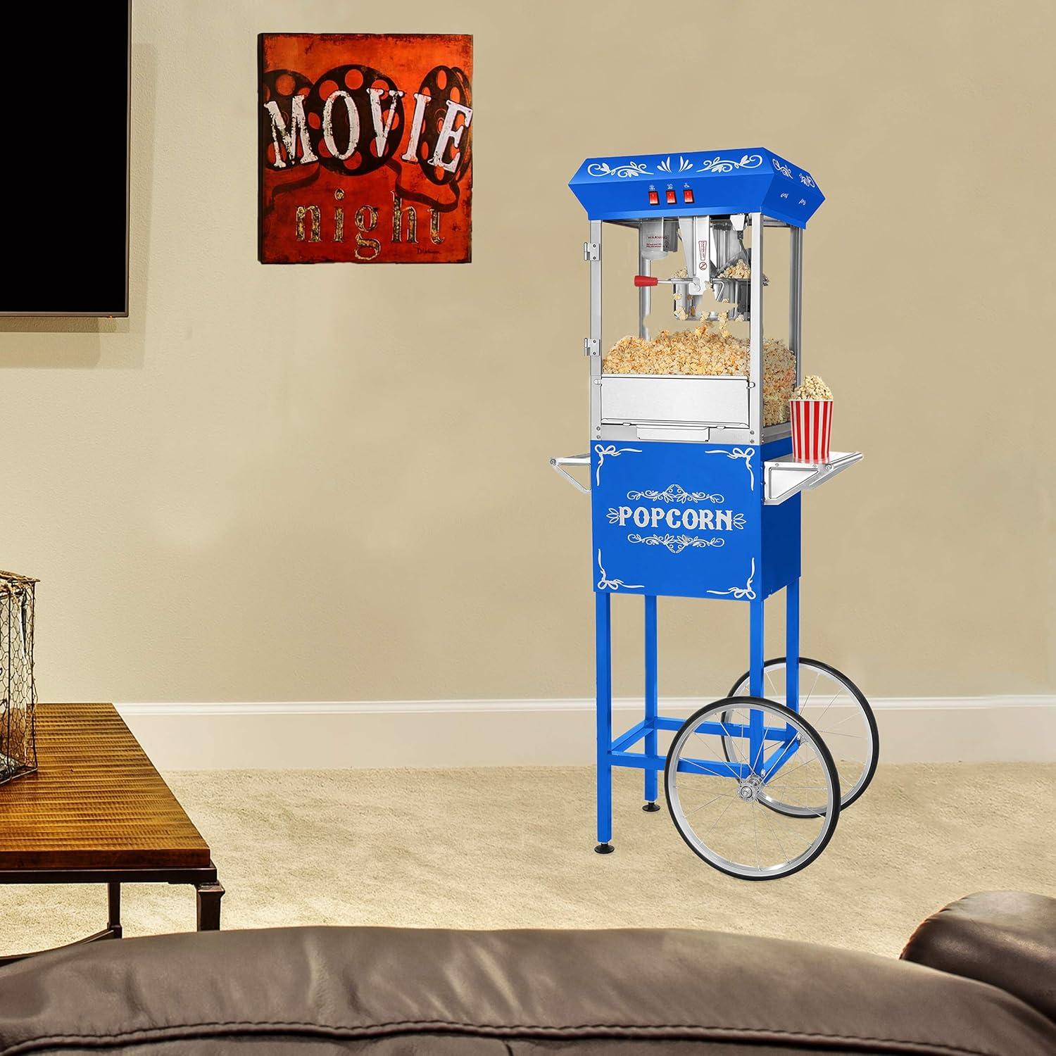 Great Northern Popcorn 8 oz. Foundation Popcorn Machine with Cart - Blue