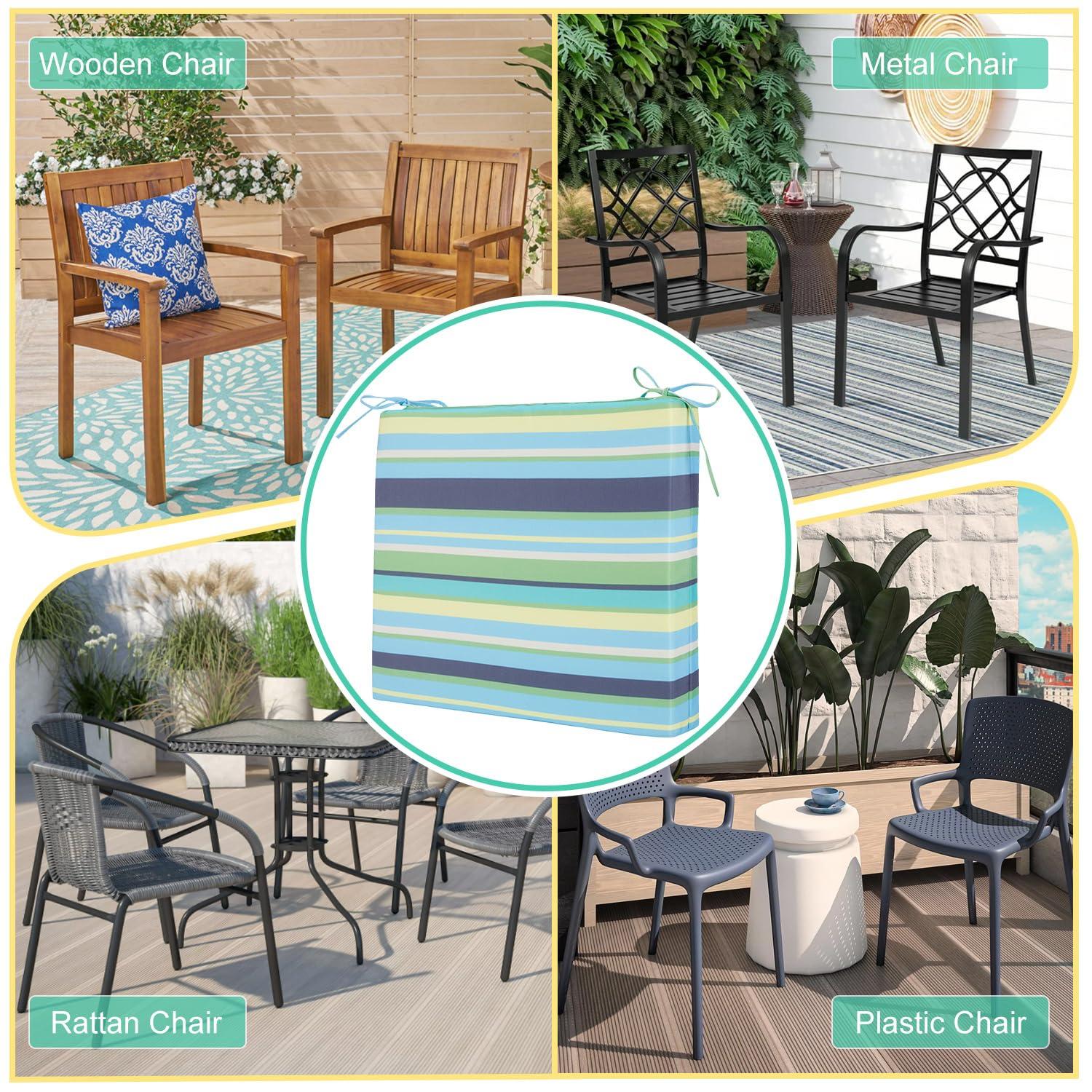 LOVTEX Outdoor Chair Cushions Set of 4, Waterproof Patio Chair Cushions with Ties, 18.5 x 16 x 3 inch, Khaki