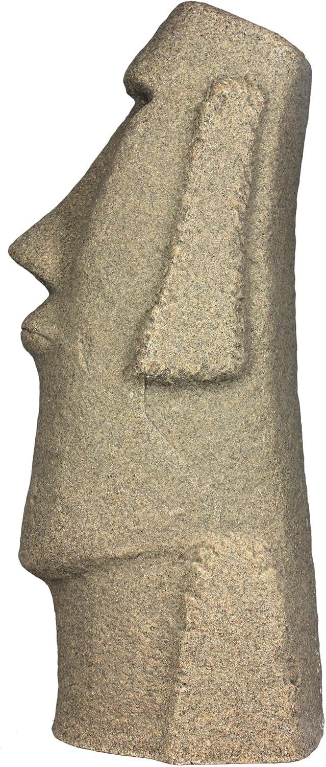 28" Textured Sandstone Resin Easter Island Head Garden Statue