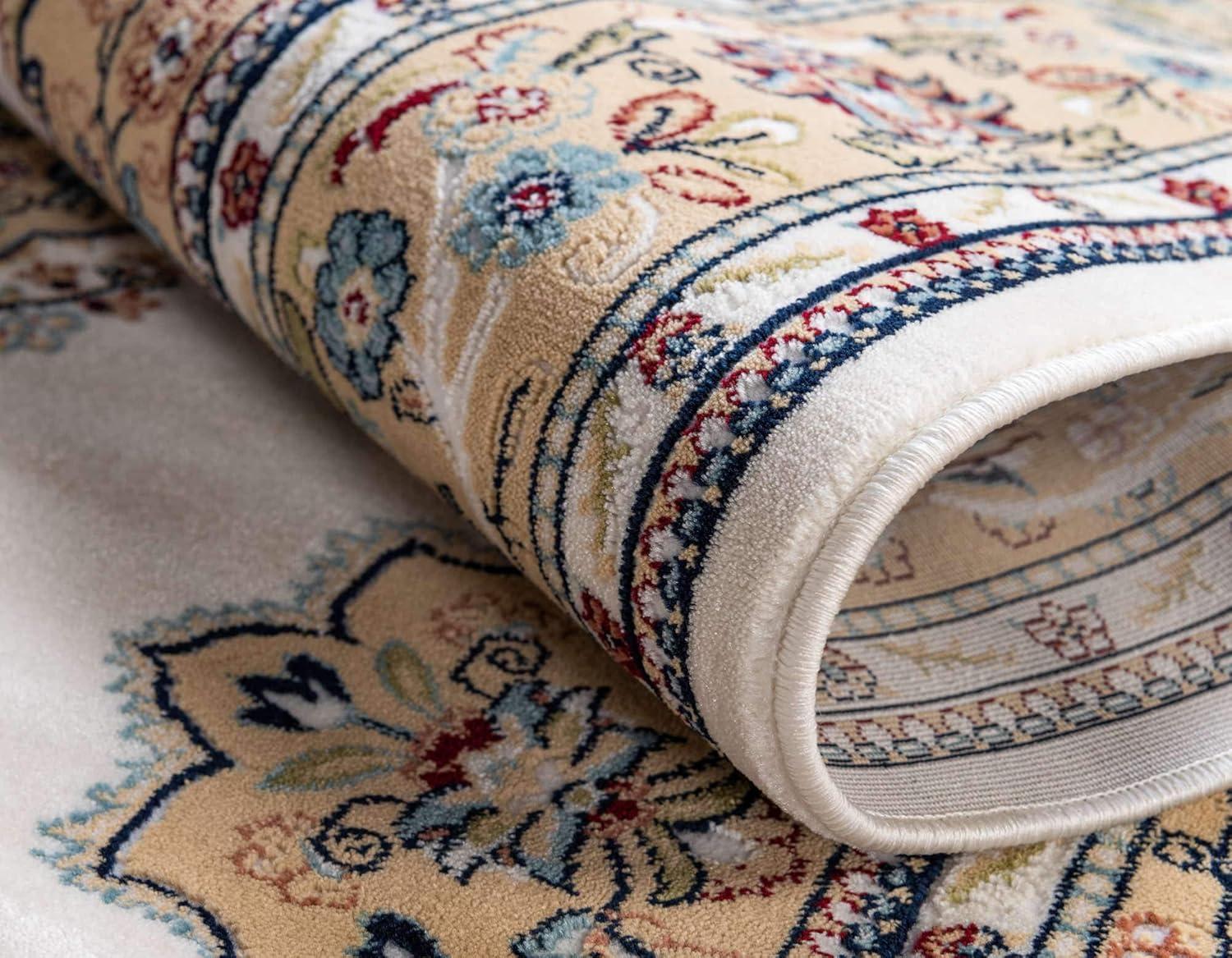 Unique Loom Windsor Narenj Rug Cream/Blue 3' x 5' 1" Rectangle Floral Traditional Perfect For Living Room Bed Room Dining Room Office