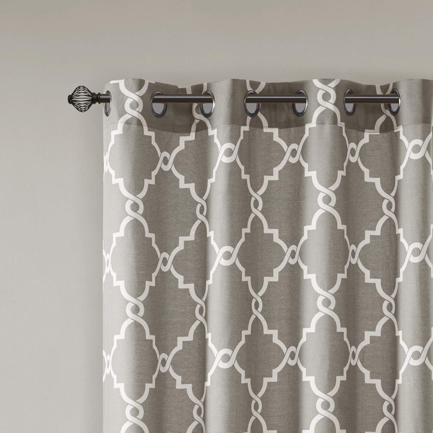 Madison Park Fretwork Print Grommet Top Single Window Curtain Panel