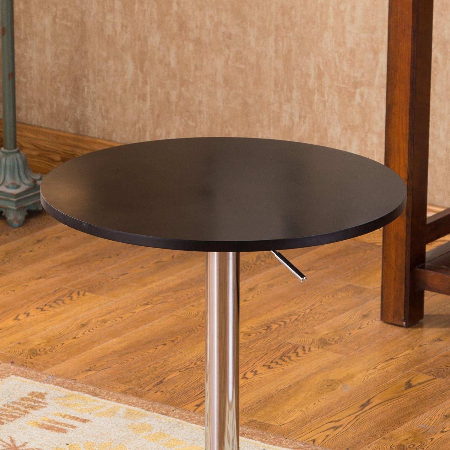 Adjustable Wood and Metal Bar Table in Black