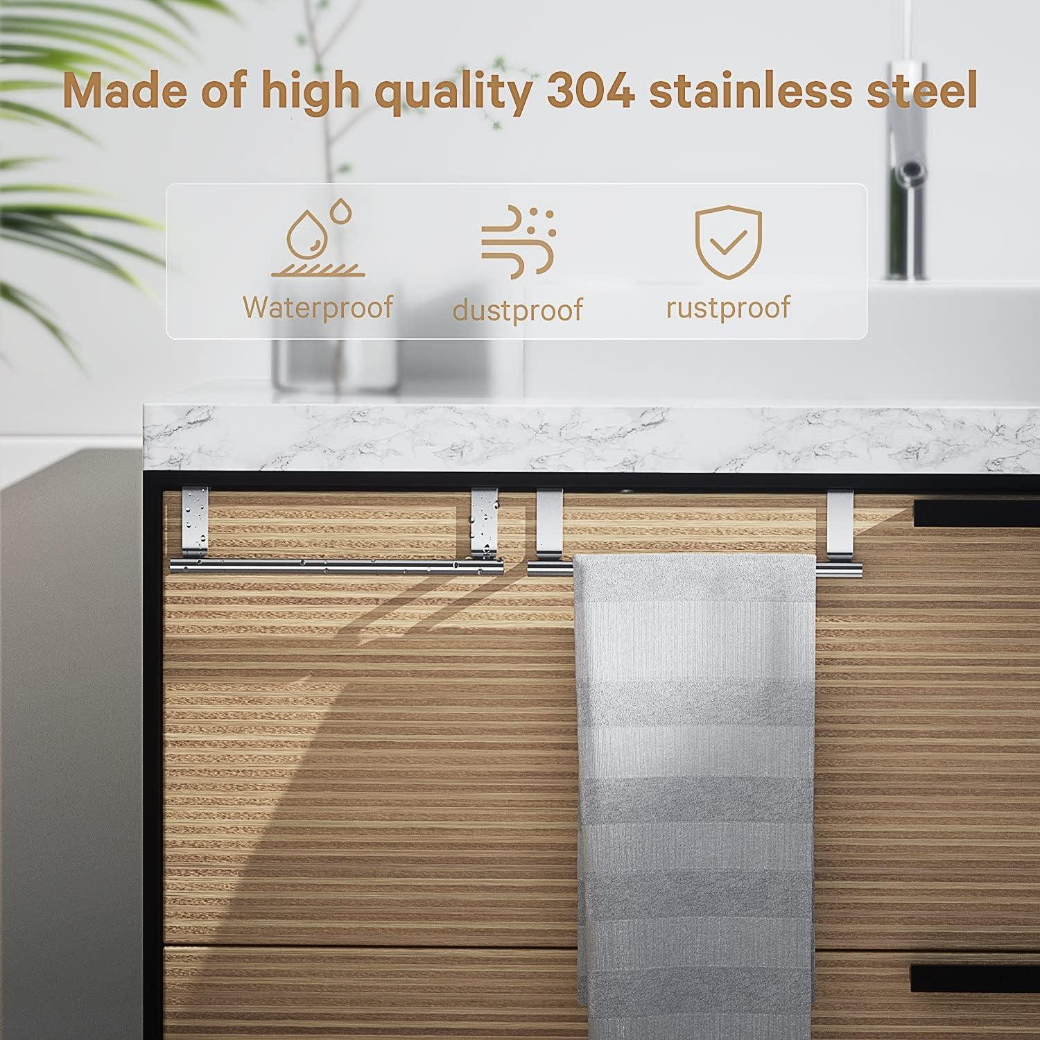 Stainless Steel Over Door Double Towel Rack Bar Holders