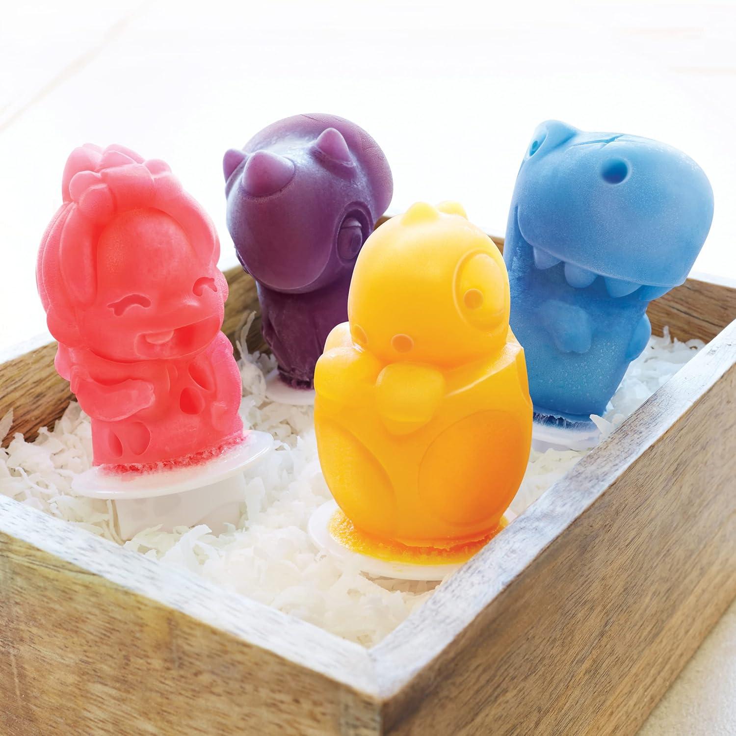 ZOKU Dino Pop Molds, 6 Different Easy-release Silicone Popsicle Molds in One Tray, Unique and Fun Prehistoric Designs, BPA-free