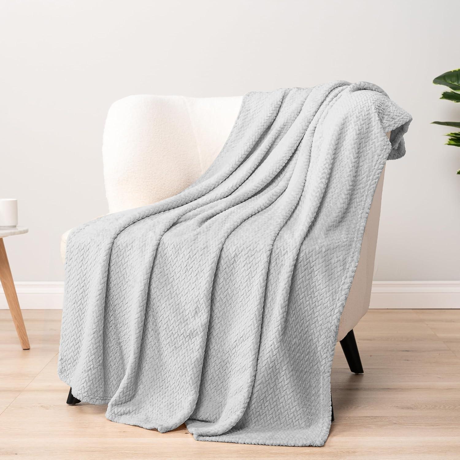 PAVILIA Soft Thick Fleece Flannel Ribbed Striped Throw Blanket, Luxury Fuzzy Plush Warm Cozy for Sofa Couch Bed