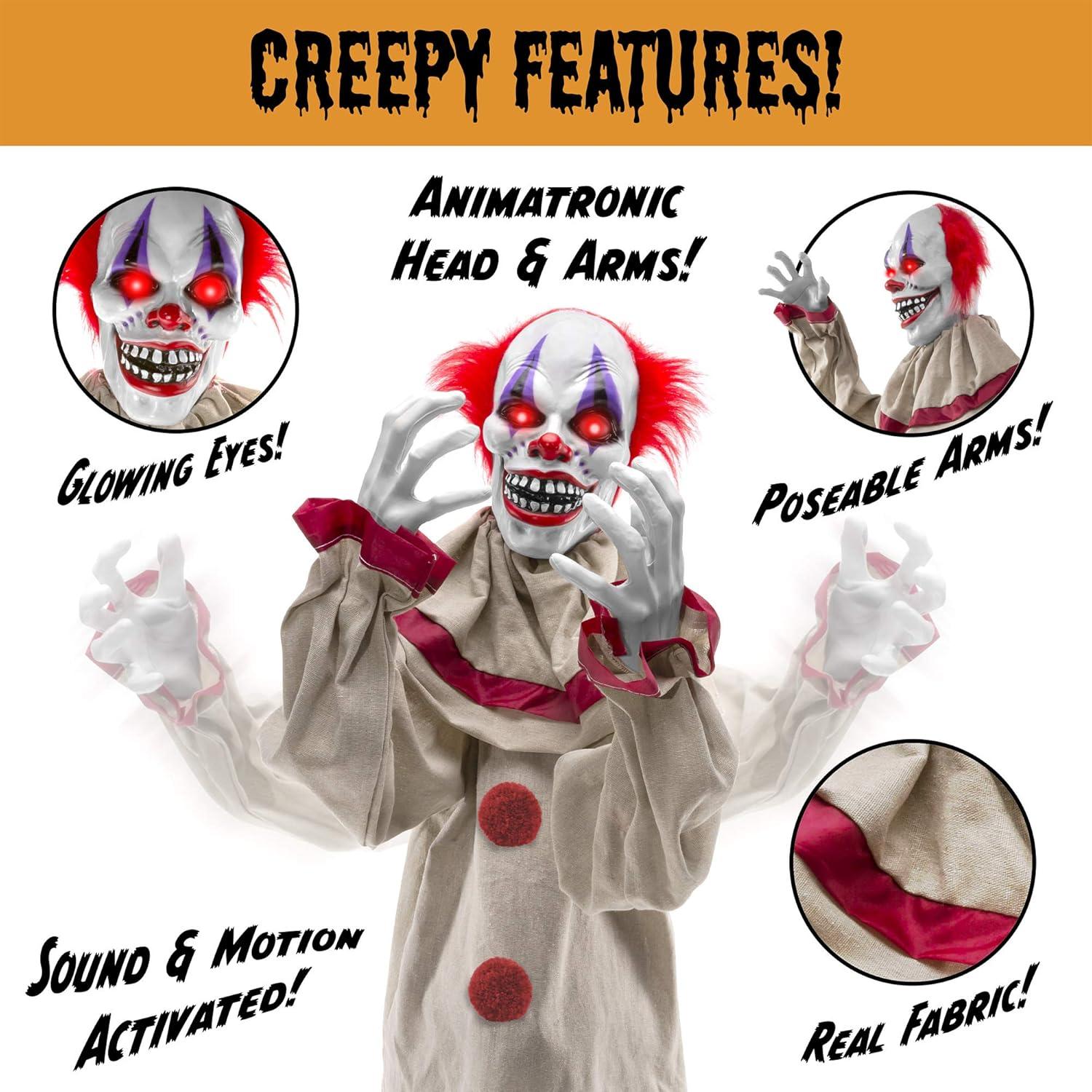 Best Choice Products Funhouse Freddy The Motion Activated Animatronic Killer Clown Halloween Prop w/ Pre-Recorded Lines