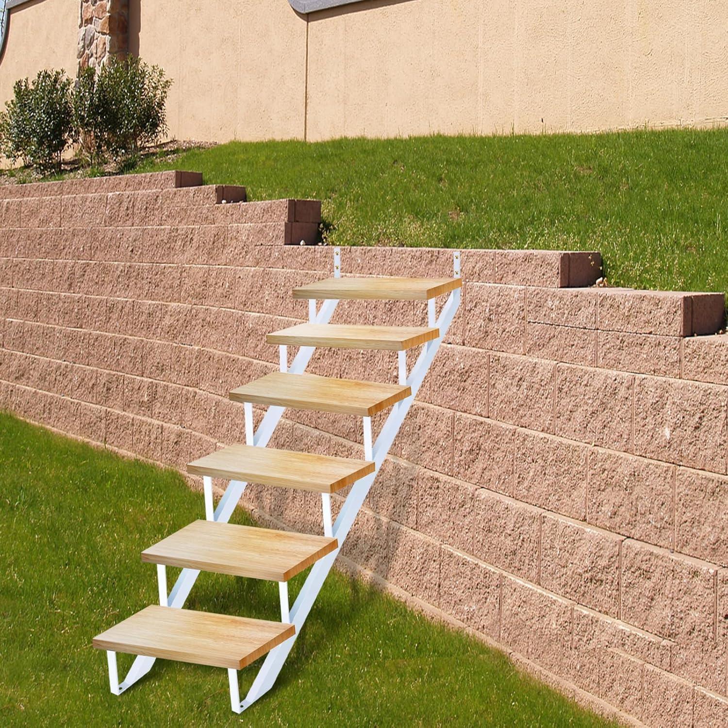 Steel Stair Stringer 6 Step, Metal Stair Stringers for Deck Height 49.6 inches, Steel Stair Step Riser for Outside Stairs (2Pack)