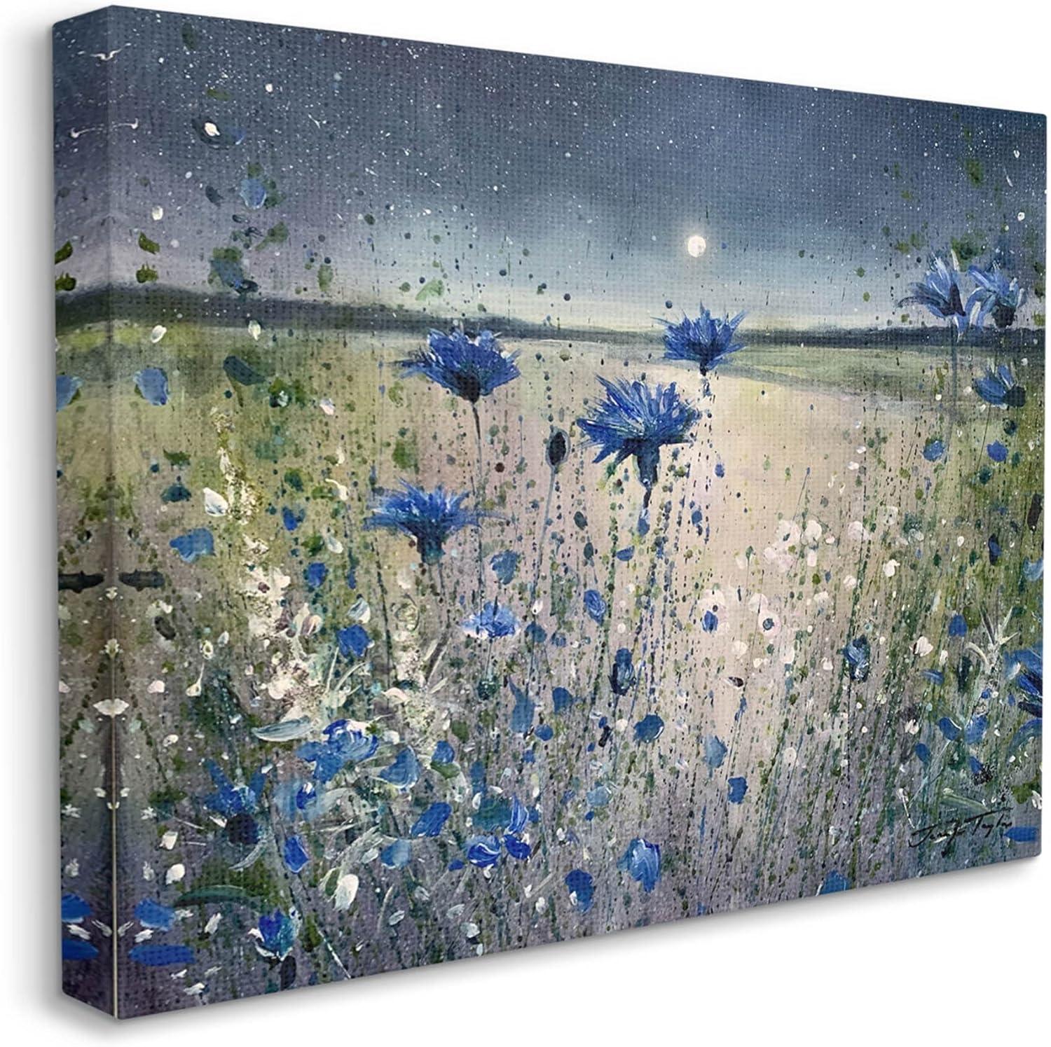 Blooming Blue Flowers Night Moon Giclee Art By Jennifer Taylor Art