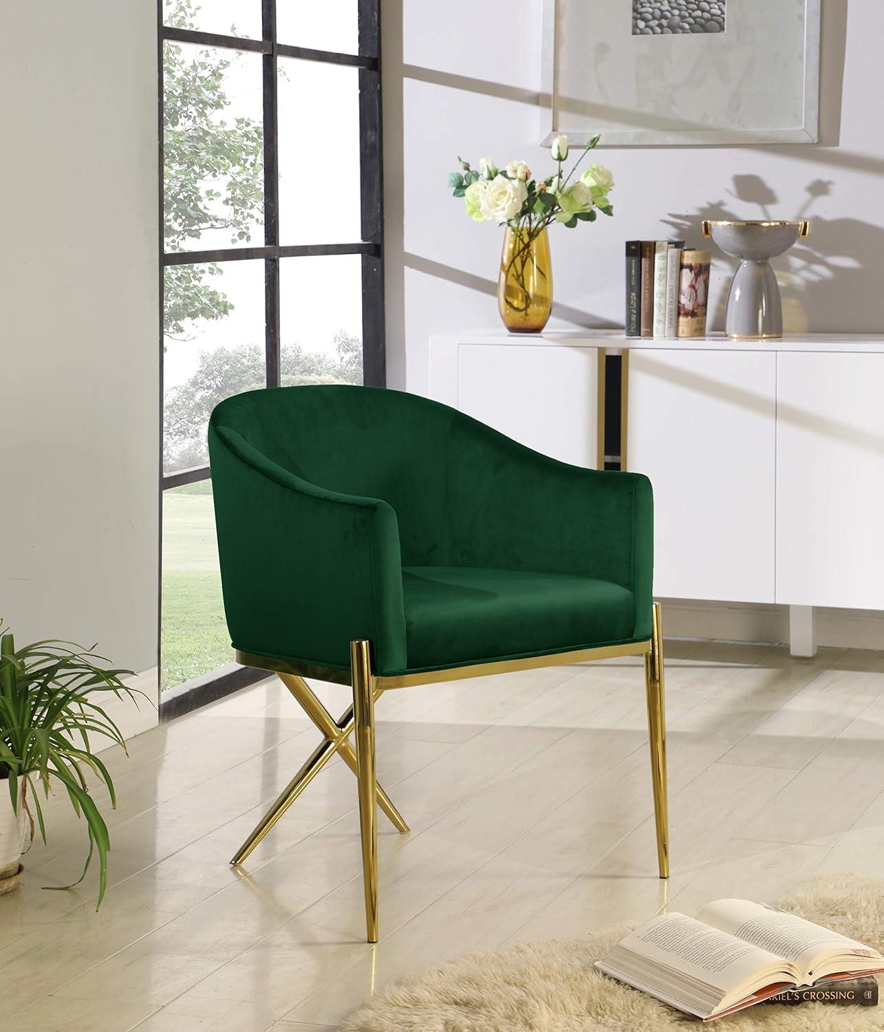 Meridian Furniture Xavier Modern 19.5"H Velvet Dining Chair in Green