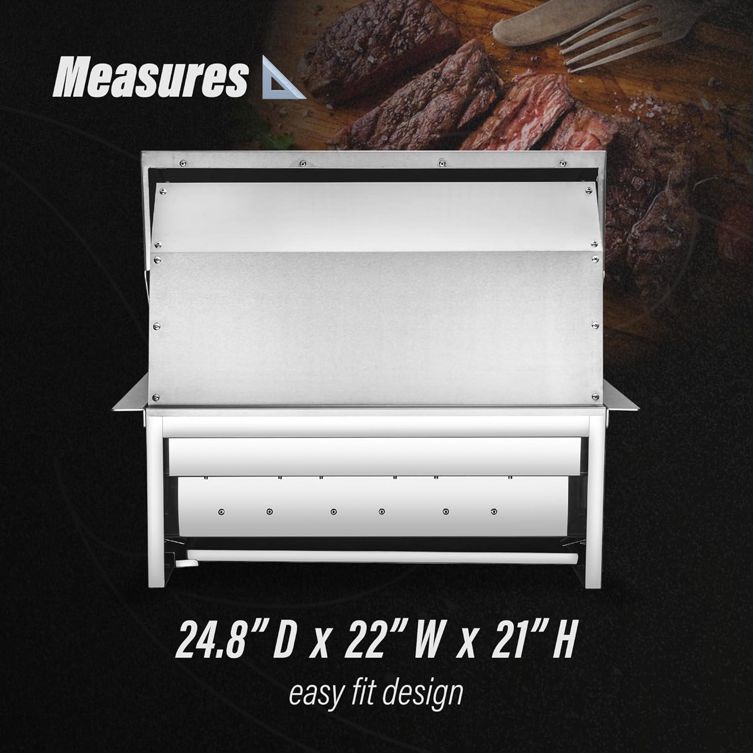 Chaleur Grill Outdoor 23" 3-Burner Built-in Propane Gas Grill, 30000 BTU, Stainless Steel