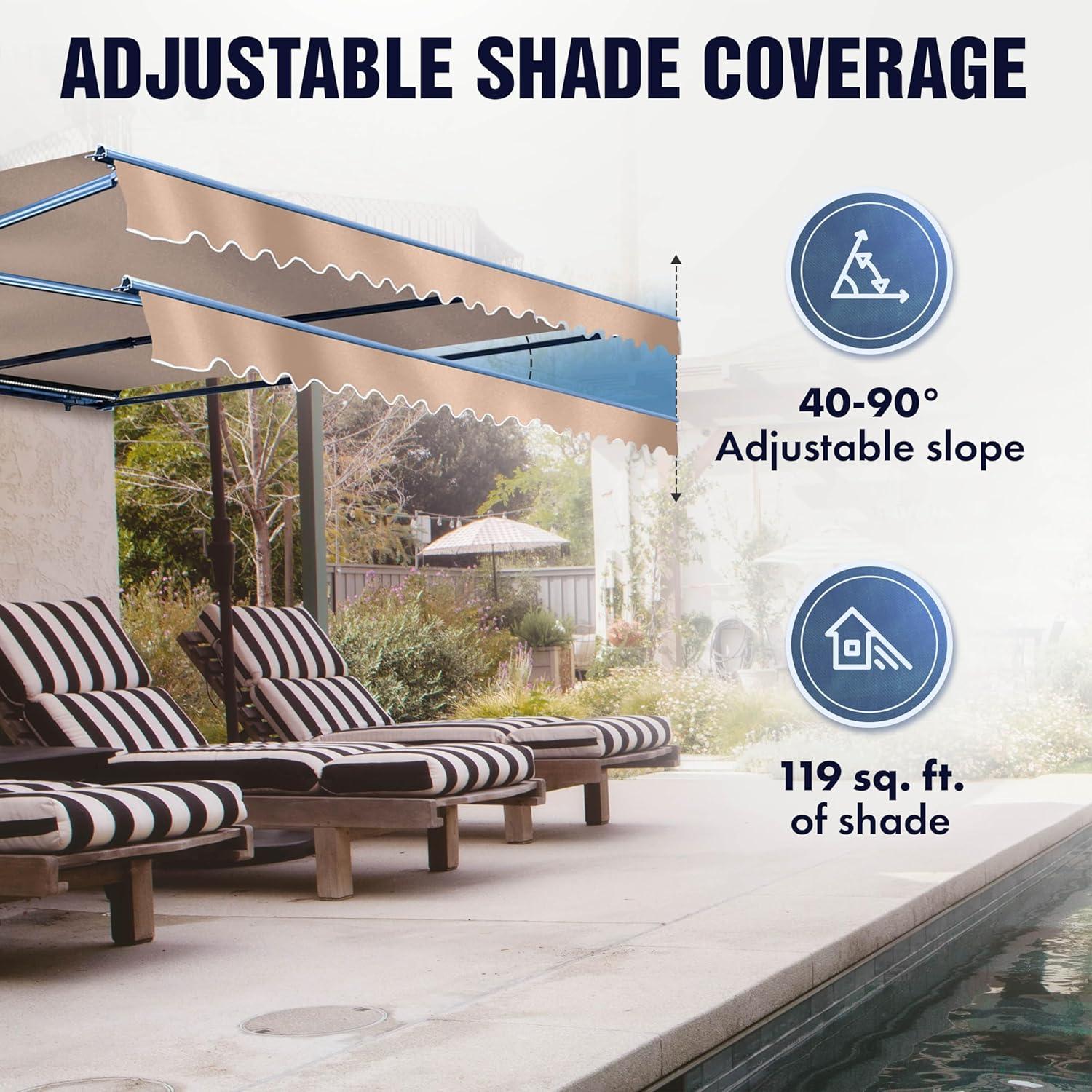 Motorized Retractable White Frame Patio Awning