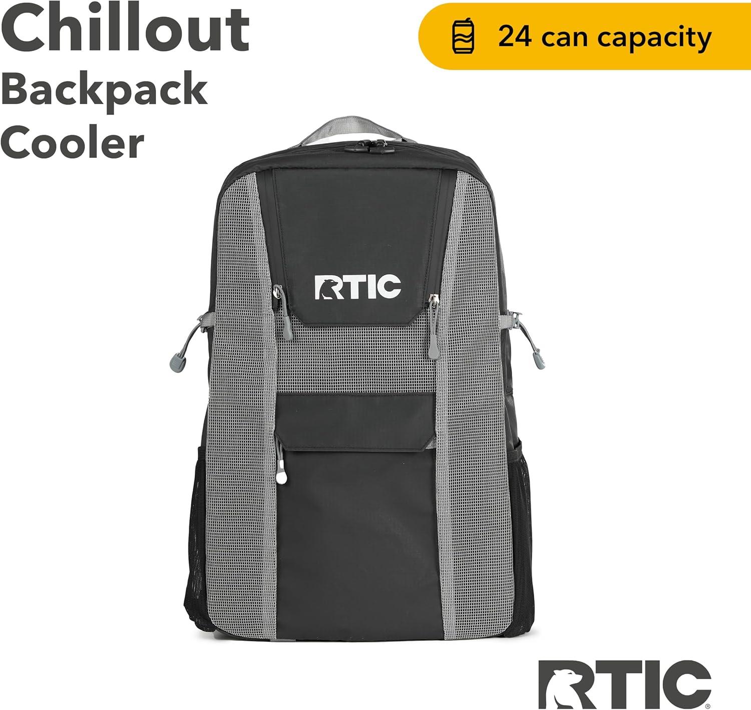 RTIC 24 Can Chillout Backpack Cooler, 2-in-1 Insulated with Extra Pockets, Olive/Burnt Orange