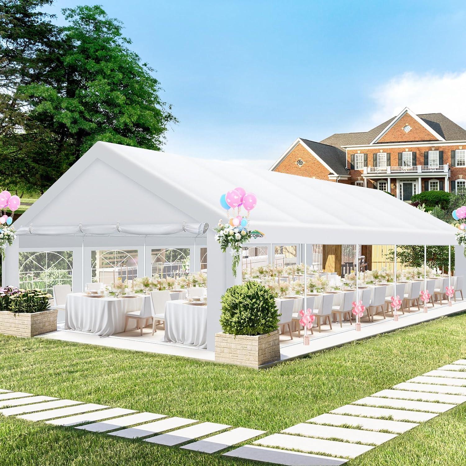 White 20x40 Heavy Duty Outdoor Wedding Party Tent with Removable Sidewalls