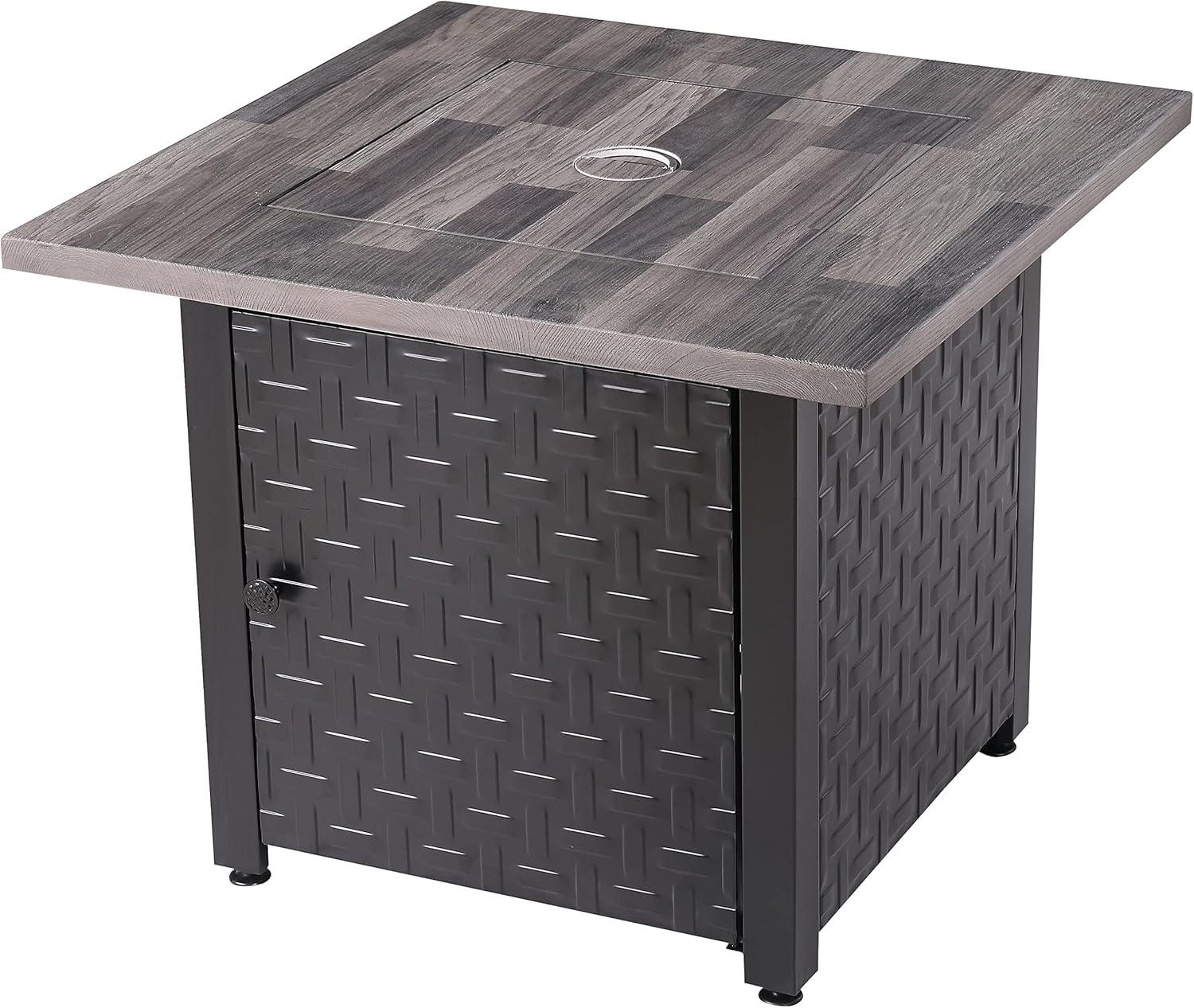 Black and Grey Steel Gas Fire Pit Table