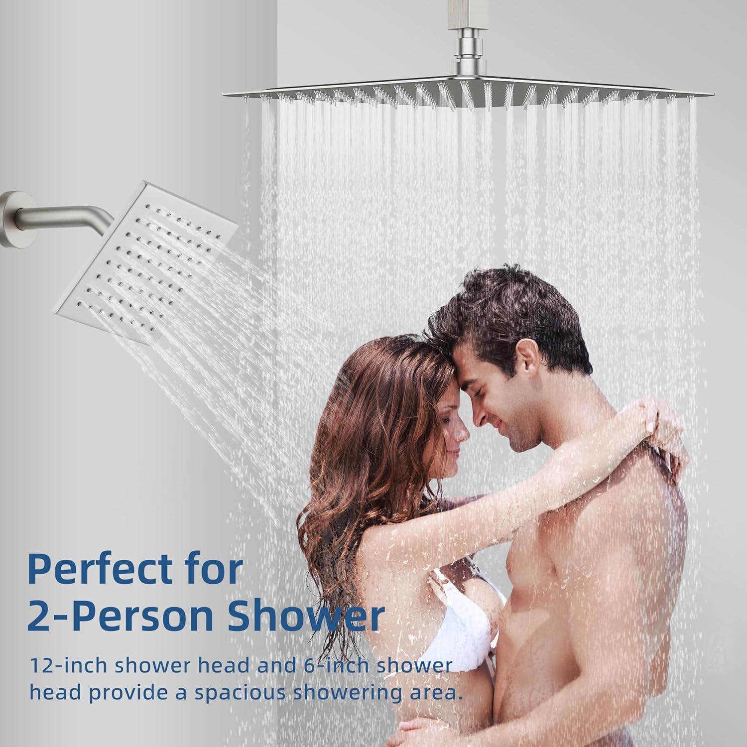 Revitalize 12 Inch Luxury Thermostatic Complete Shower System with Rough-in Valve