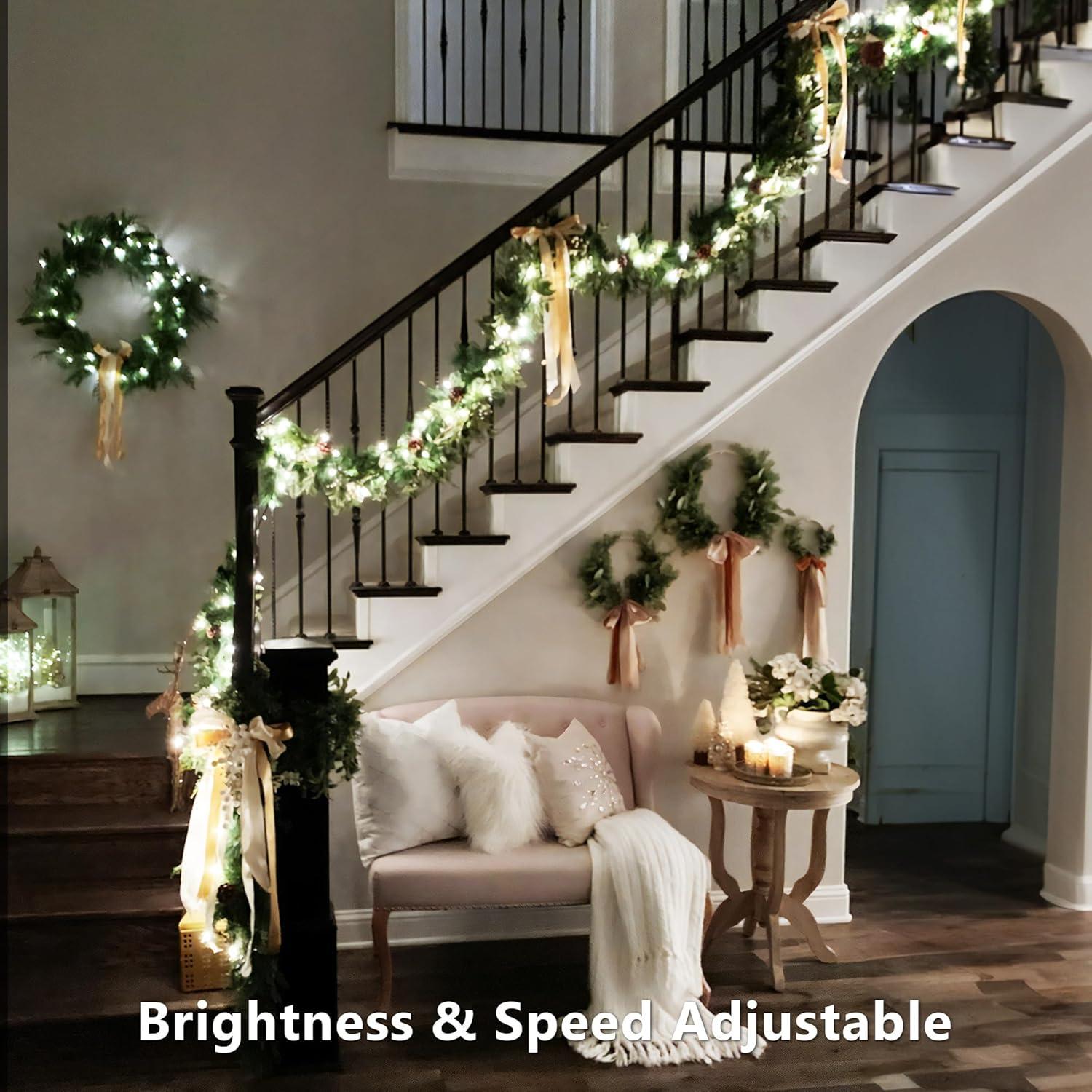 Brizlabs Rgb Xmas Tree Light, 33Ft 100 Led Color Changing Christmas Lights Unique Dual Color Usb Powered String Lights With Remote, Indoor Outdoor Twinkle Lights For Room Christmas Party Wedding Decor