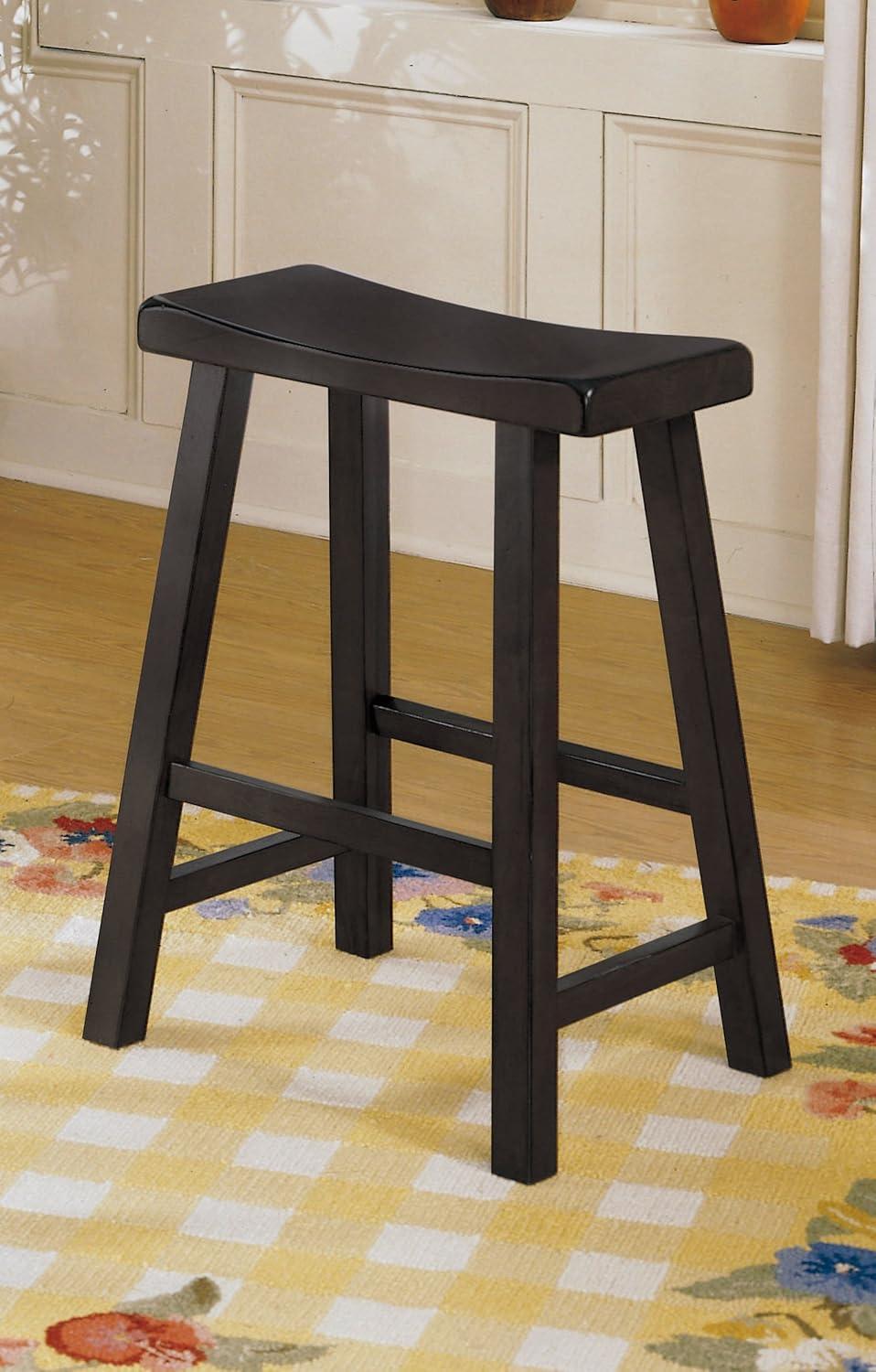 Lexicon Saddleback 24" Solid Wood Counter Stool in Black (Set of 2)