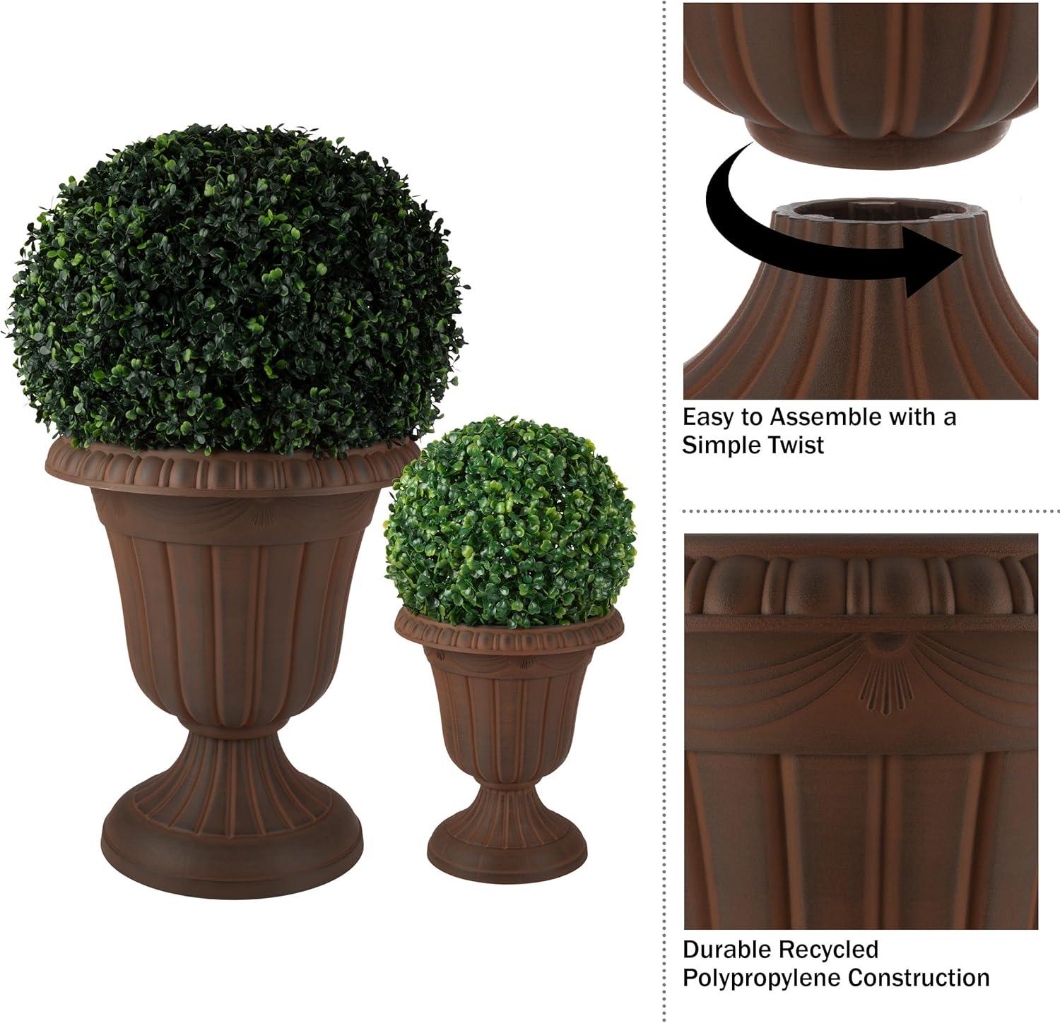 Pure Garden 2pc Outdoor Urn Planters 10"x12" & 16"x18"