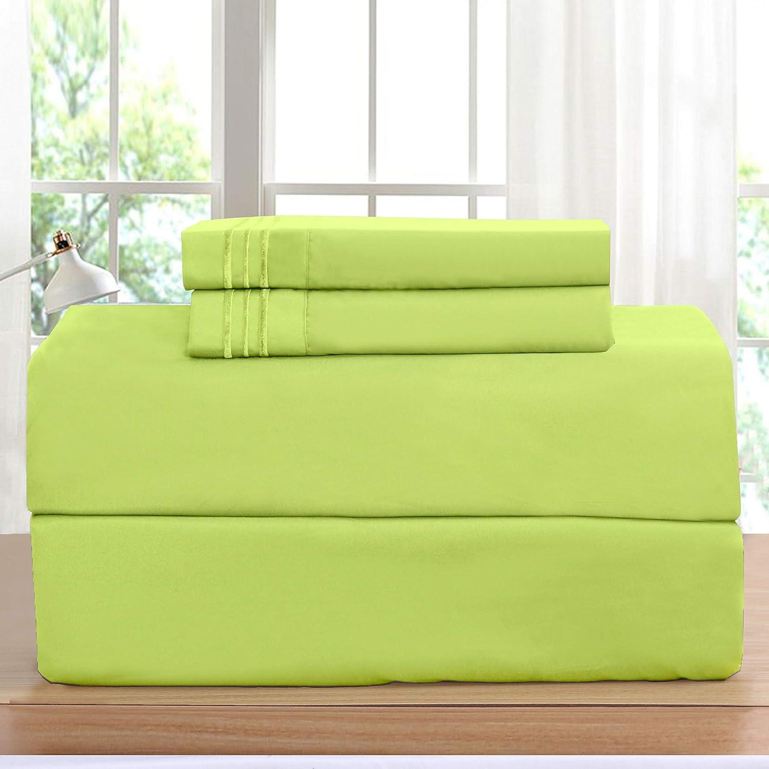 Lime Green Full Deep Pocket Microfiber Bed Sheet Set