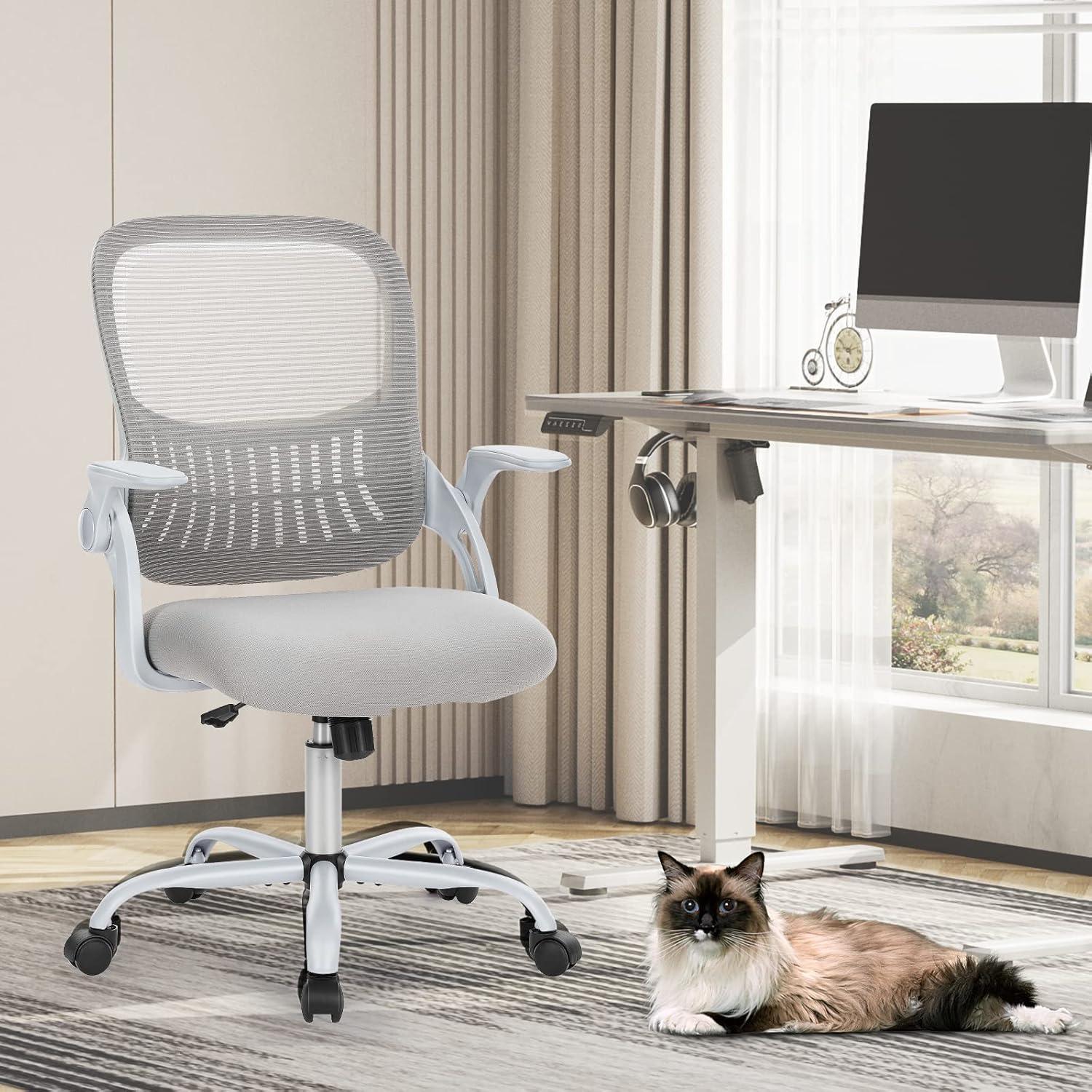 Gray Mesh Ergonomic Swivel Executive Office Chair with Adjustable Arms