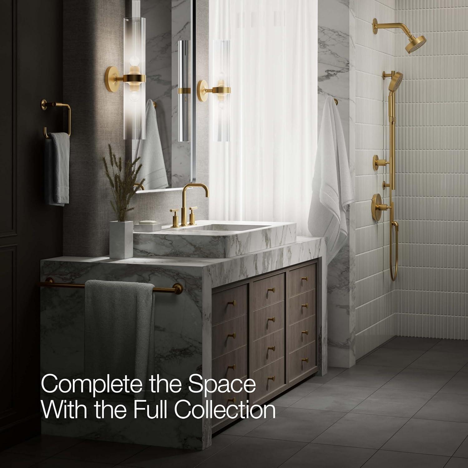 Kohler Purist® Widespread Bathroom Faucet with Pop-Up Drain Assembly, 3-Hole High Arc Cross Handle Bathroom Sink Faucet, 1.2 gpm