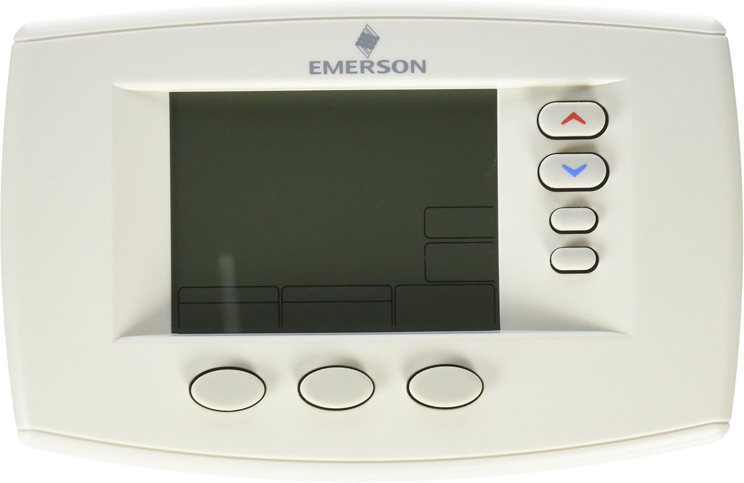 Emerson White Programmable Digital Thermostat with Blue Display