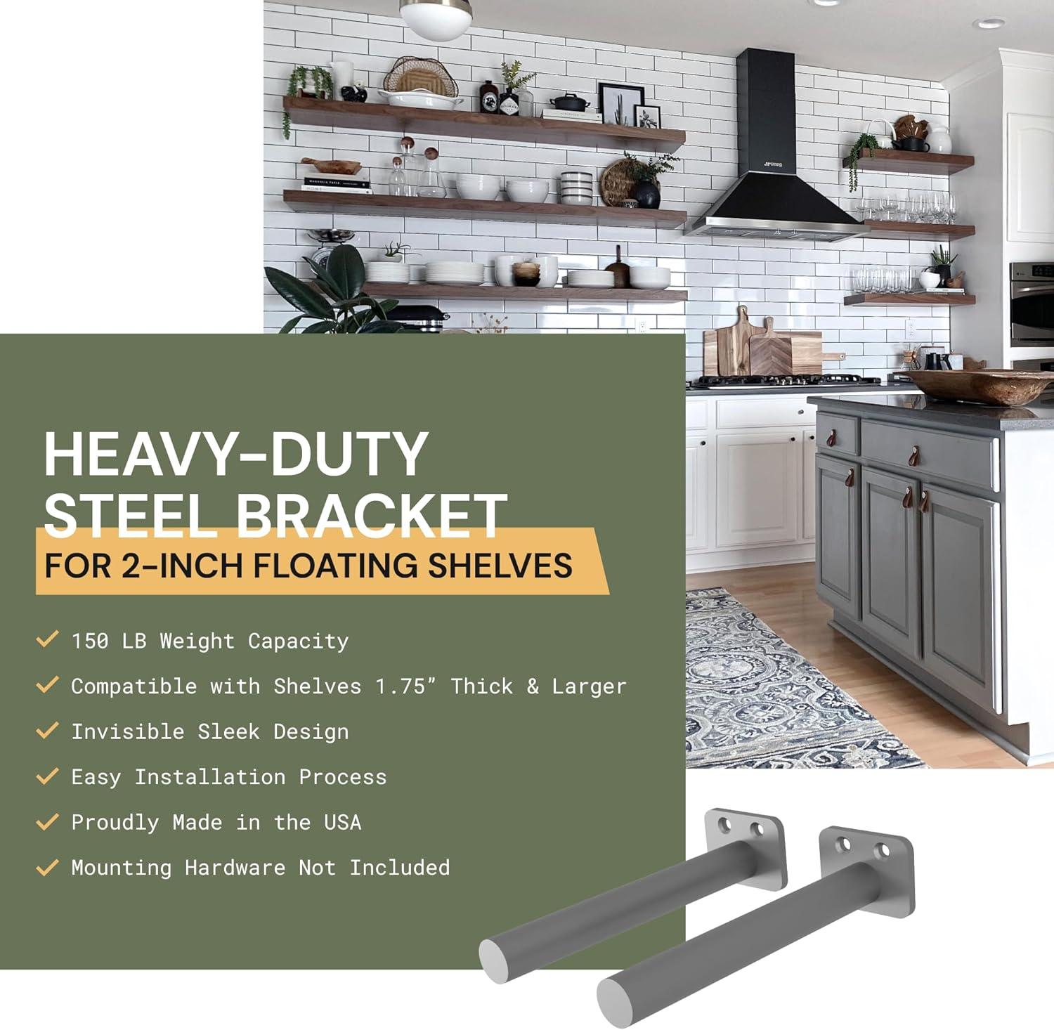 Heavy Duty Industrial Steel Floating Shelf Bracket Pair