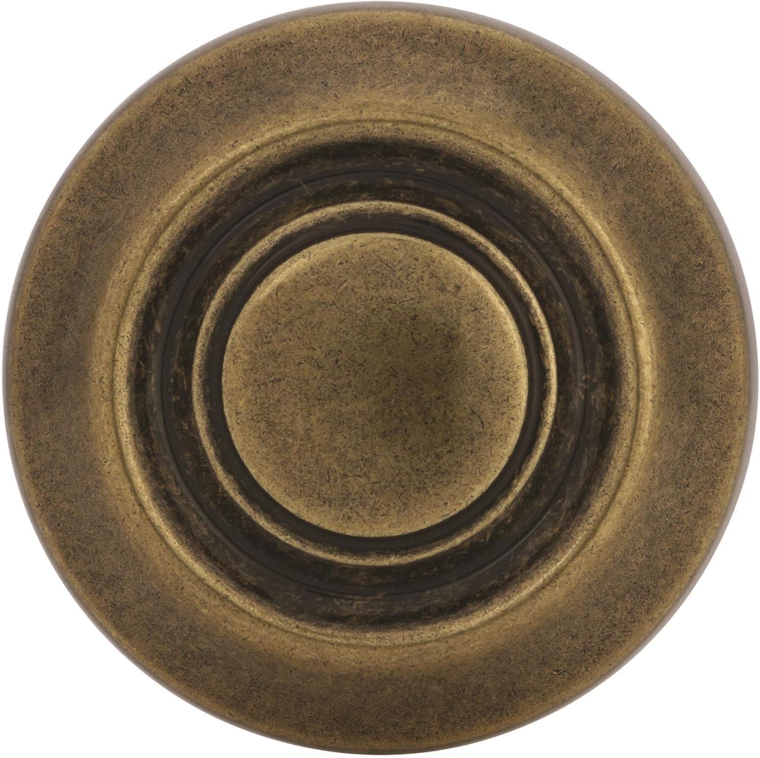 Burnished Brass Round Traditional Cabinet Knob with Mounting Hardware