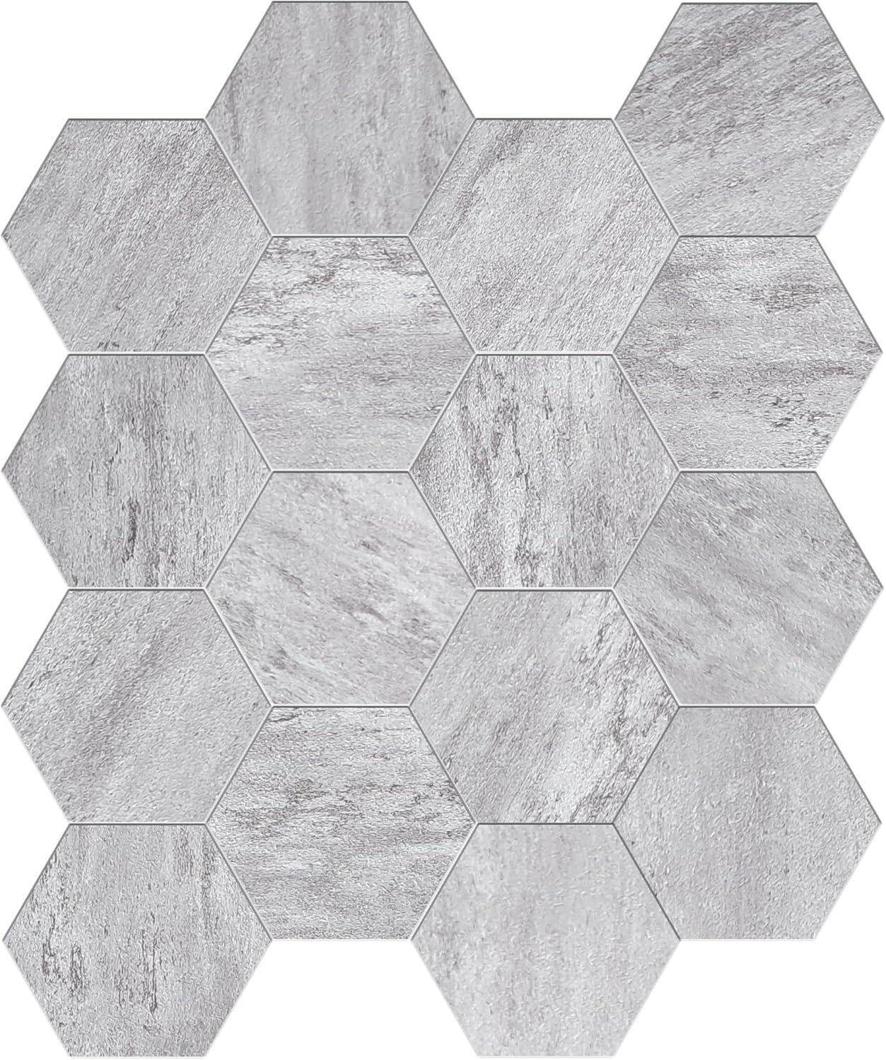 Bex 6" x 6.9" Hexagon Stone Composite Peel & Stick Wall Tile