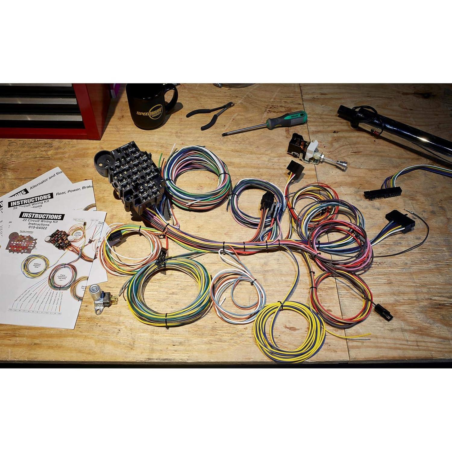 Universal 22-Circuit Automotive Wiring Harness Kit with GXL Insulated Copper Wires