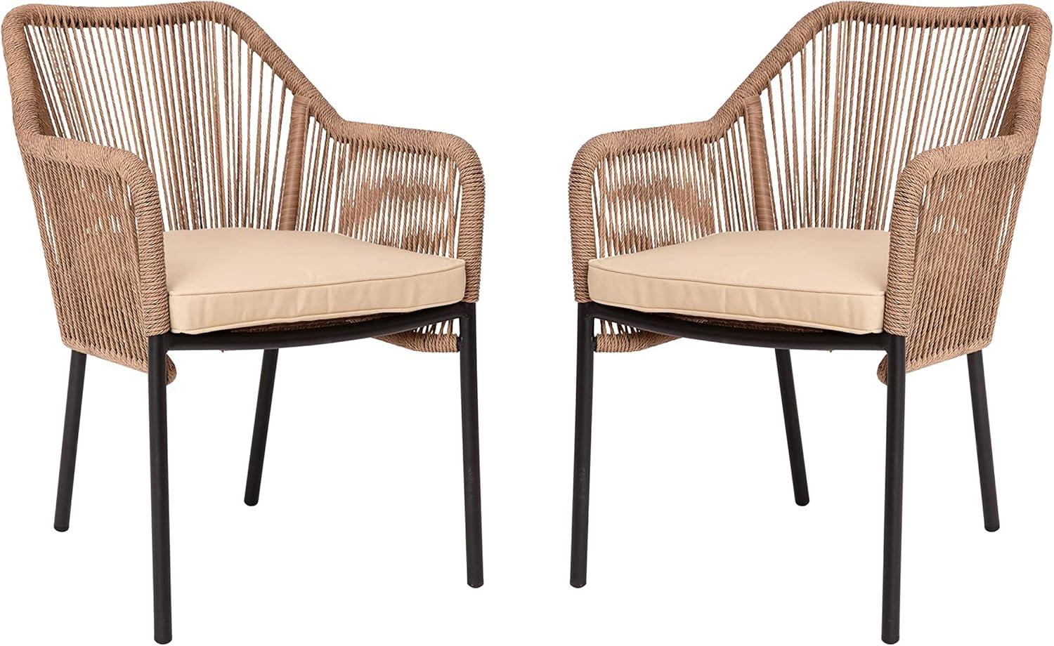 Taylor & Logan Kyla Metal Outdoor Stacking Dining Armchair with Cushion (Set of 2)