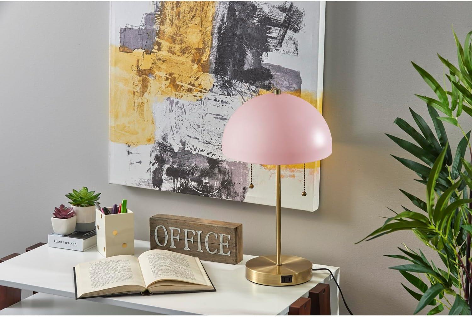 Bowie Antique Brass Table Lamp Light Pink - Adesso: Vintage-Inspired, Dual Pull Chain, ETL Listed, No Assembly Required