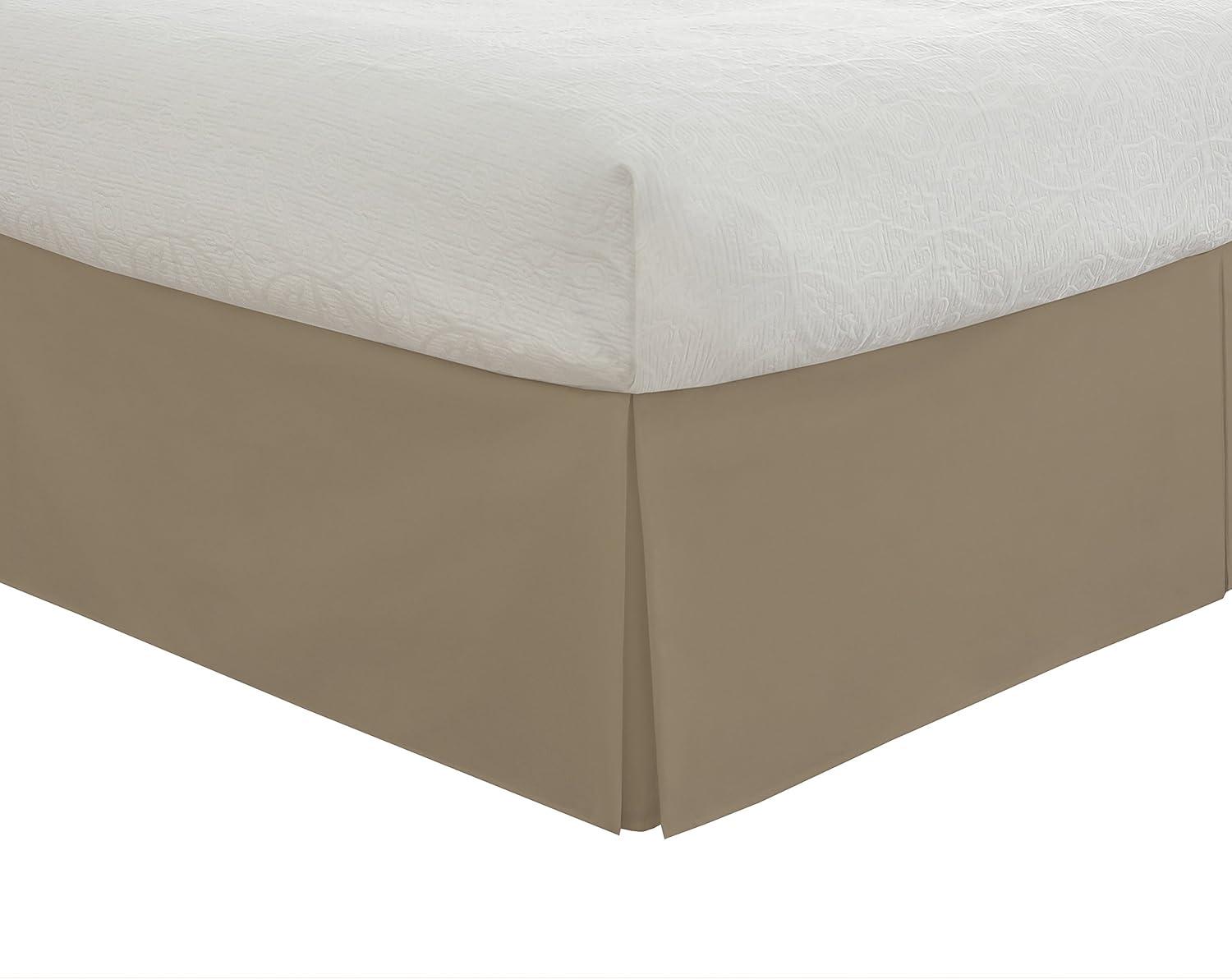 Luxury Hotel Microfiber Tailored Style Bed Skirt with Classic 14 Inch Drop Length, Twin, Mocha