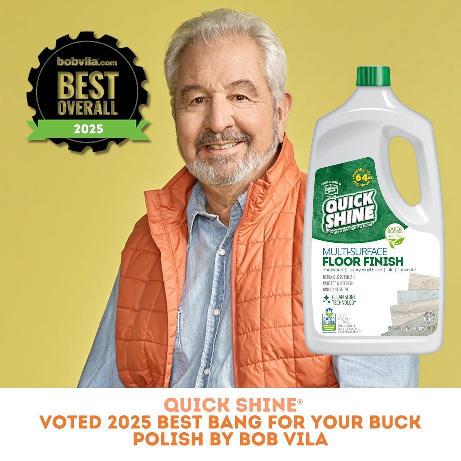 Quick Shine Multi-Surface Floor Finish & Polish, PFAS-Free Formula, 64 fl oz