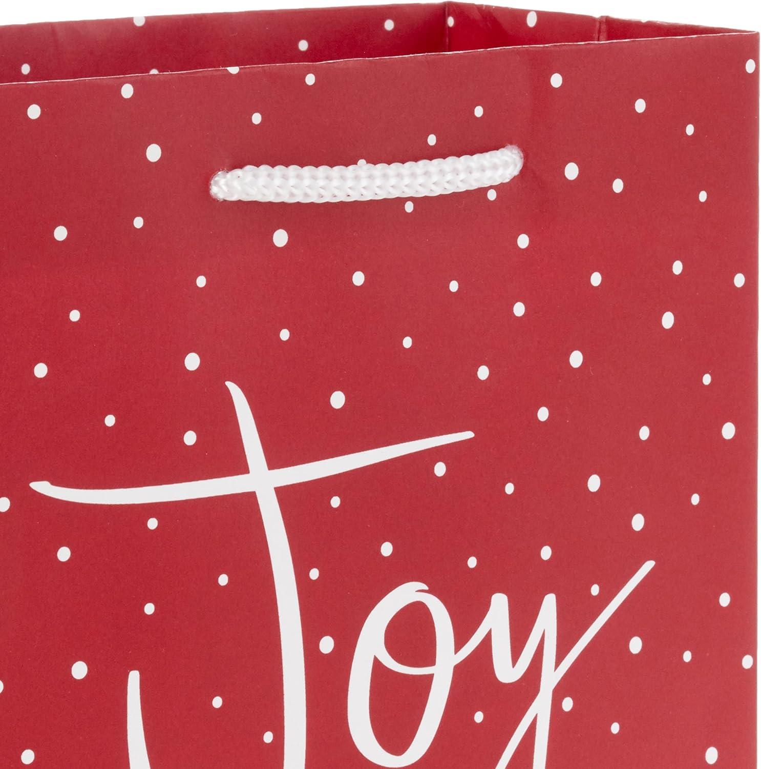 Hallmark 6" Small Holiday Gift Bags (8 Bags: Winter Foliage, Rustic Snowman, "Joy" on Red, Black and White Trees)