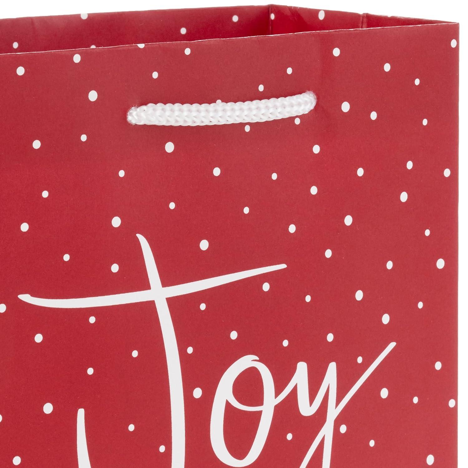 Hallmark 6" Small Holiday Gift Bags (8 Bags: Winter Foliage, Rustic Snowman, "Joy" on Red, Black and White Trees)