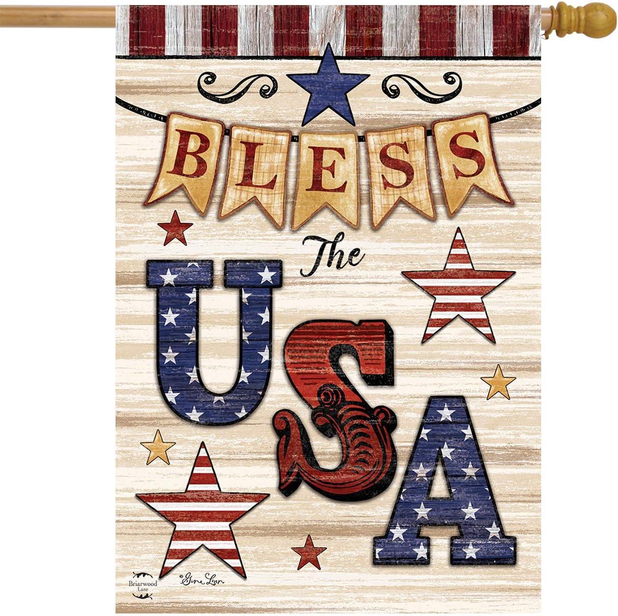 Bless the USA Patriotic Double-Sided Polyester House Flag