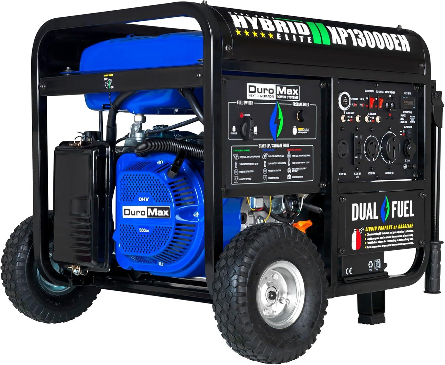 DuroMax 13,000 Watt Dual Fuel Portable Generator with Electric Start