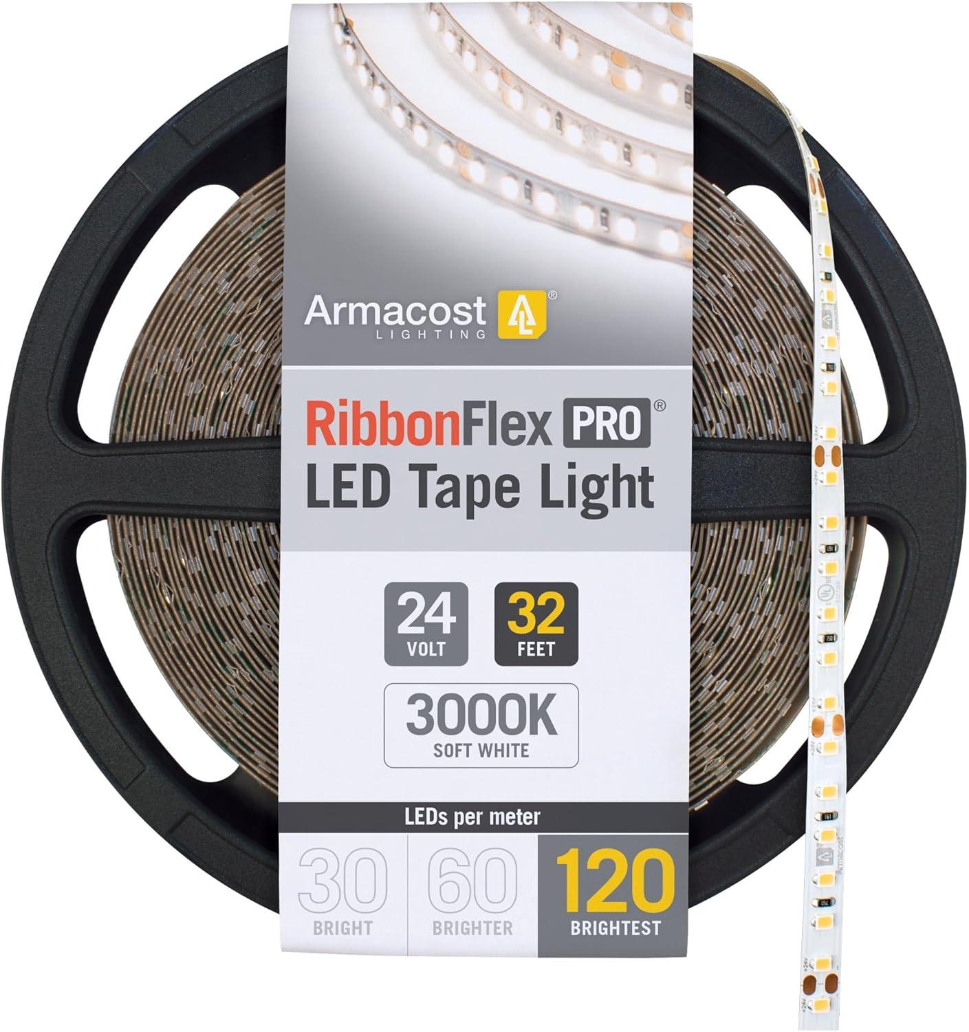 Armacost Lighting RibbonFlex Pro, 24V, 3000K, 120LEDs/M, IP20, 10M Under Cabinet Strip Light | Wayfair