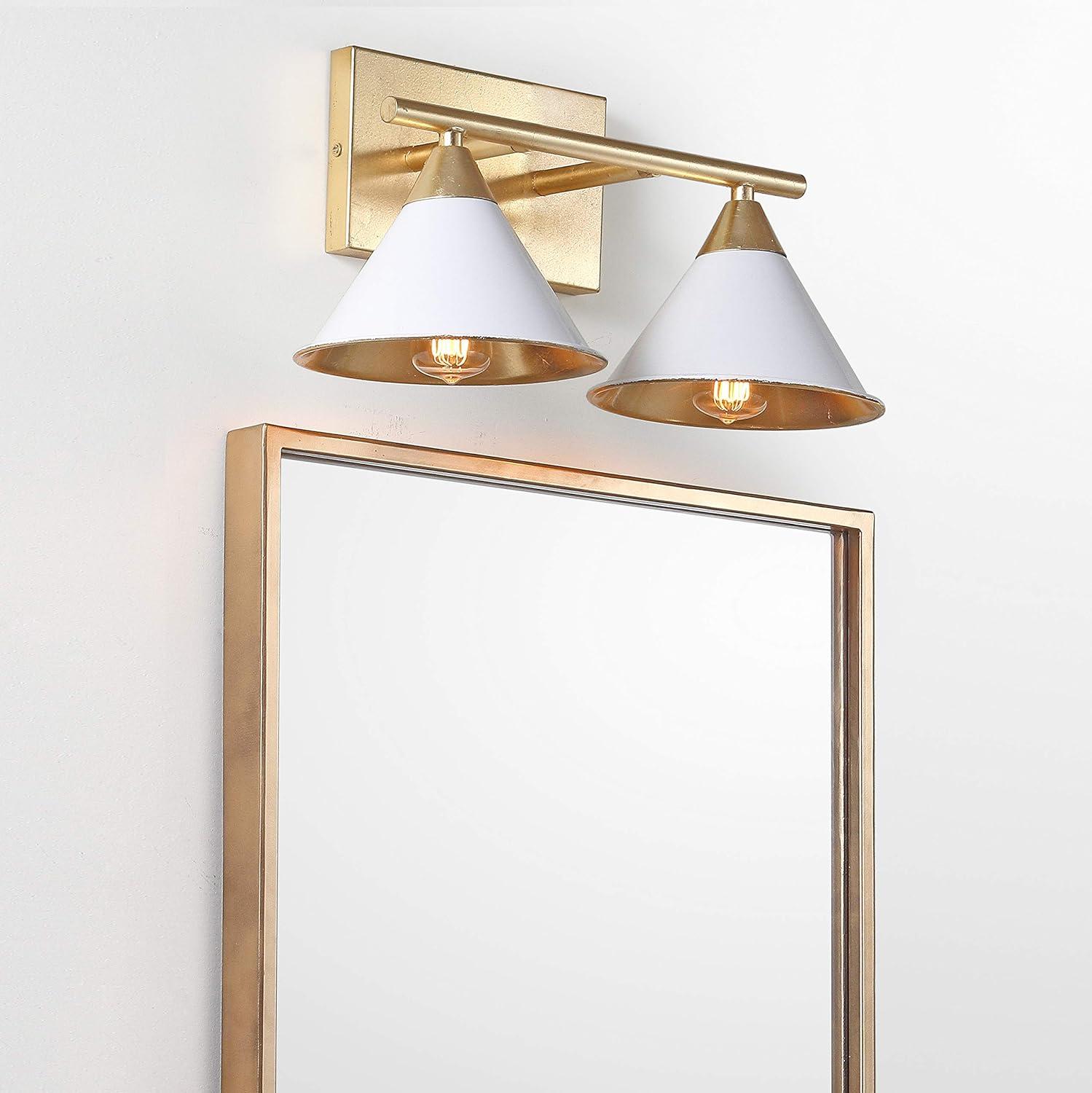 Yvette 16'' White and Gold Metal Vanity Sconce