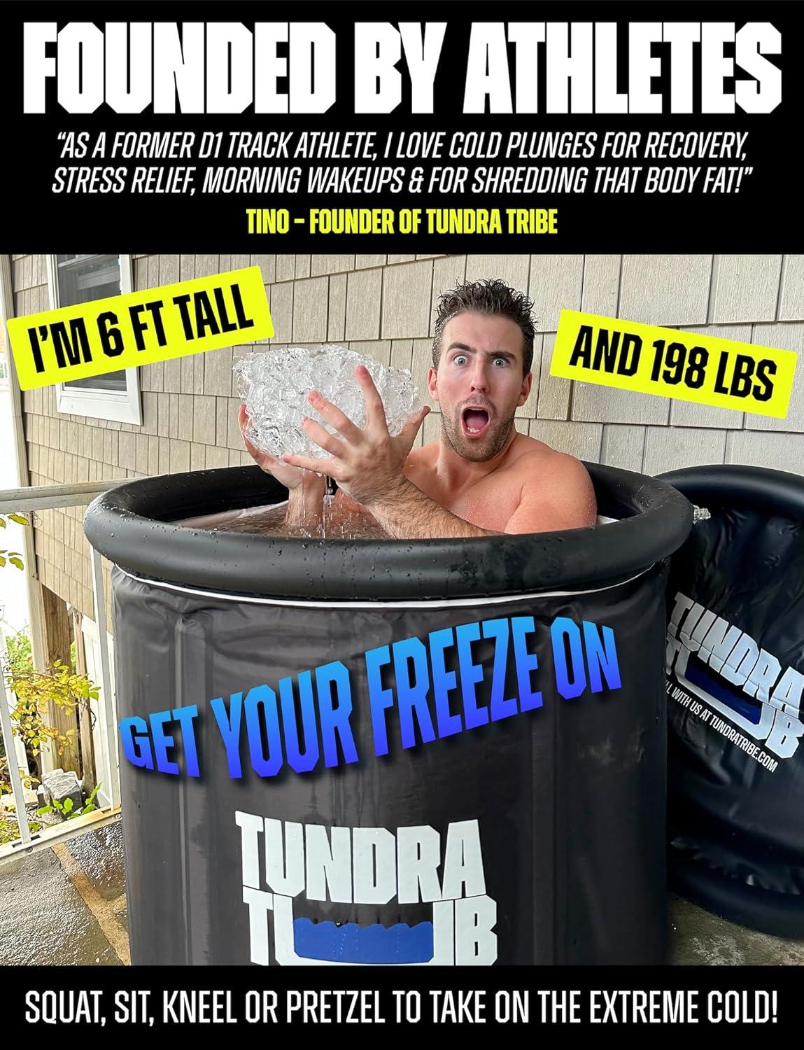 TUNDRA TUB – The Ultimate 115 Gallon XL Cold Plunge Tub | Recovery Ice Bath for Athletes & Wellness | Cover, Travel Bag, IcePack, Pump, Temp & Tribe Beanie | Burn Fat, Boost Energy | USA Based