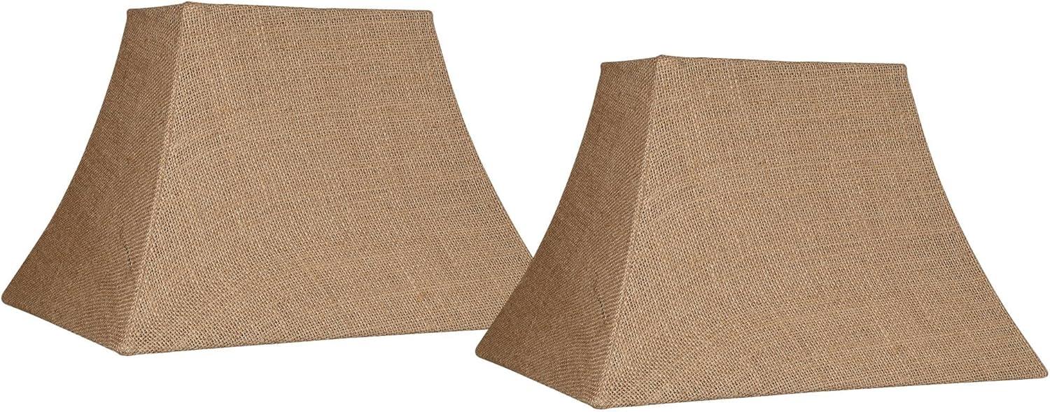 Set of 2 Rectangular Burlap Lamp Shades with Chrome Finish