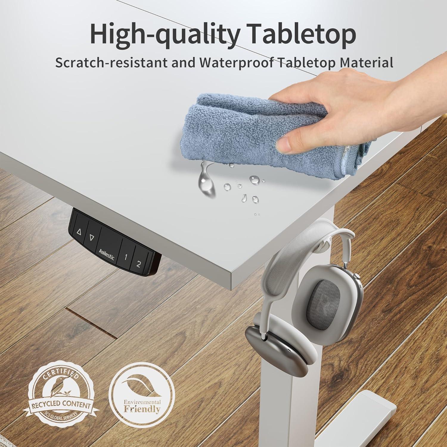 edx Electric Standing Desk, Height Adjustable Desk, 40 x 24 Inches Ergonomic Stand up Desk with Memory Preset and T-Shaped Metal Bracket for Home Office