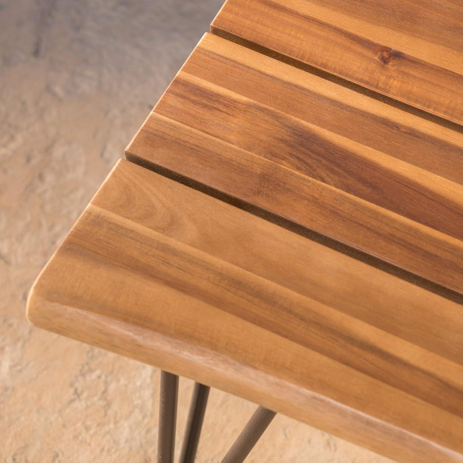 Zion Industrial Coffee Table: Weather-Resistant Acacia, Iron Frame - Christopher Knight Home